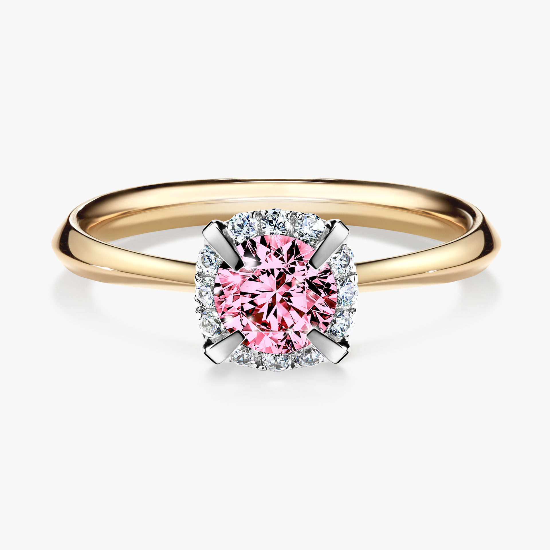 Pierścionek zaręczynowy My Beauty z żółtego złota z różowym diamentem 0,62ct