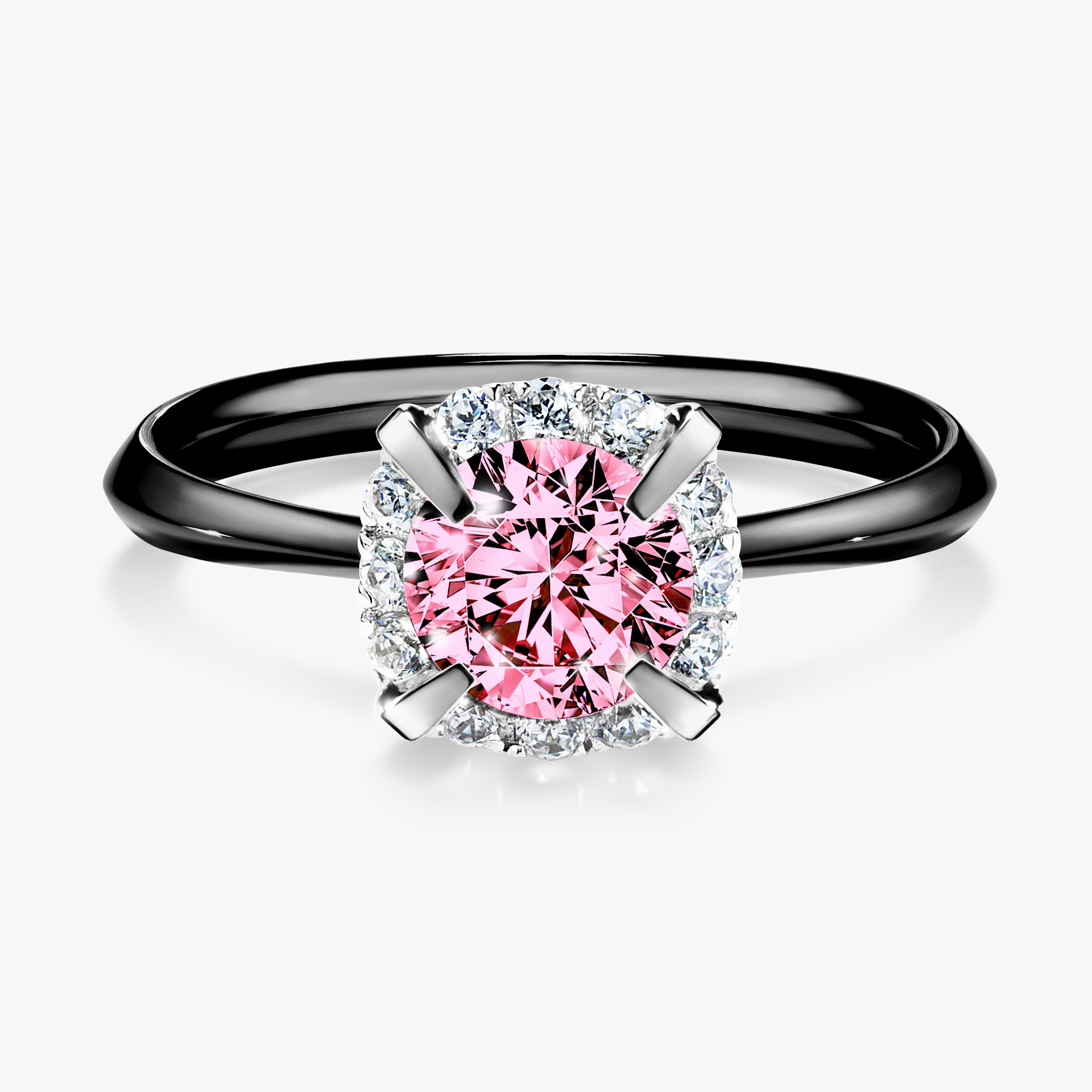 Pierścionek zaręczynowy My Beauty z czarnego złota z różowym diamentem 0,98ct