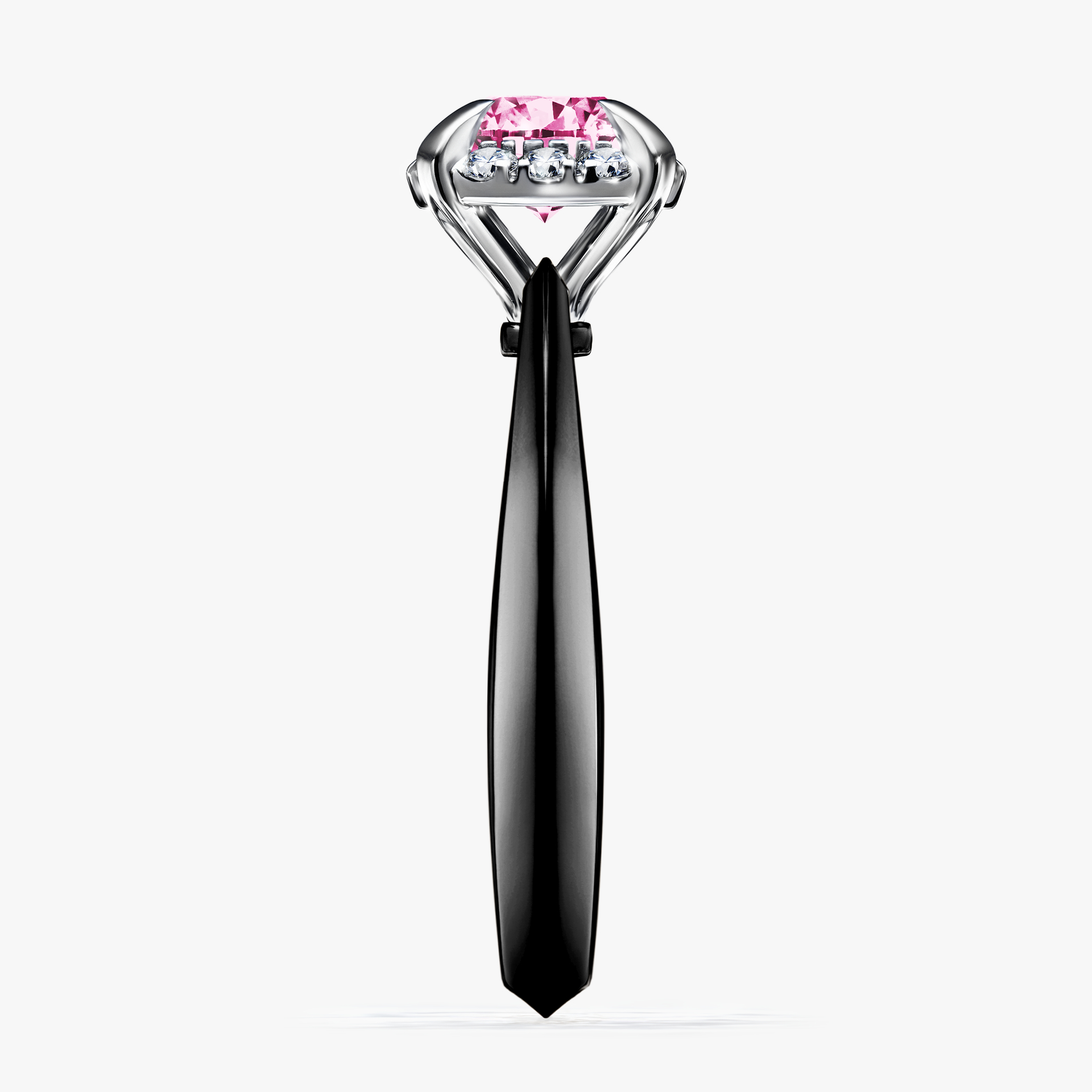 Pierścionek zaręczynowy My Beauty z czarnego złota z różowym diamentem 0,98ct