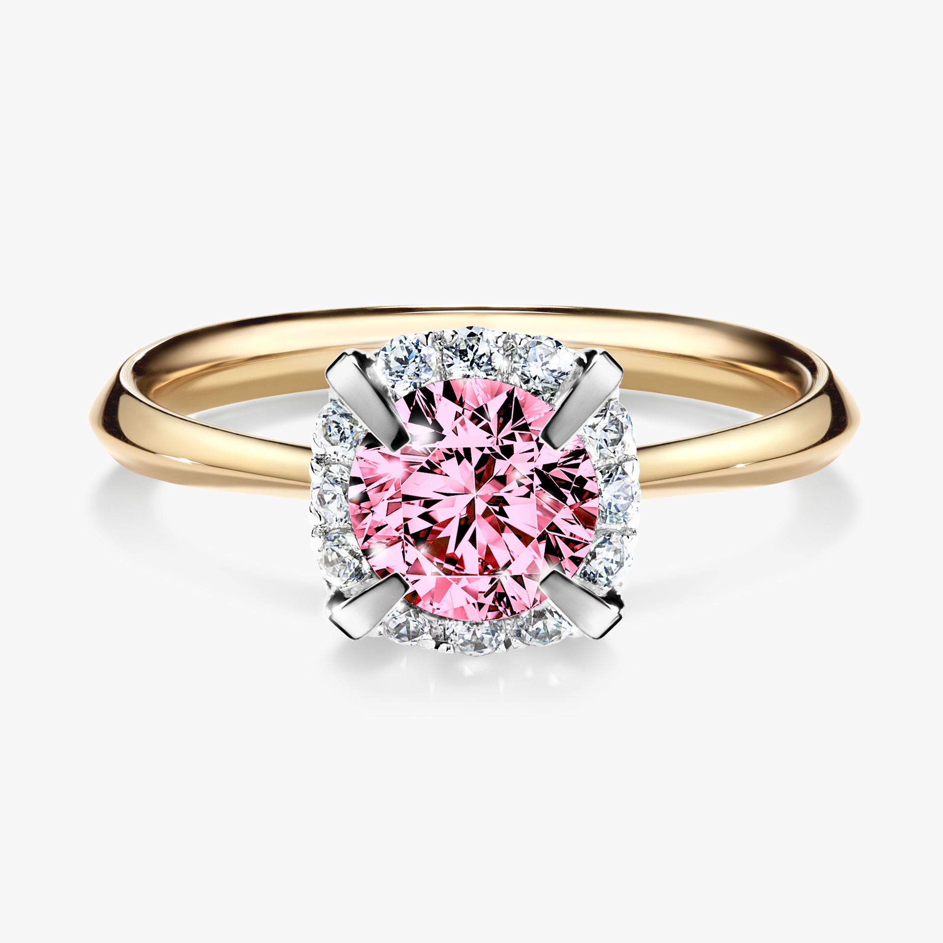 Pierścionek zaręczynowy My Beauty z żółtego złota z różowym diamentem 0,98ct
