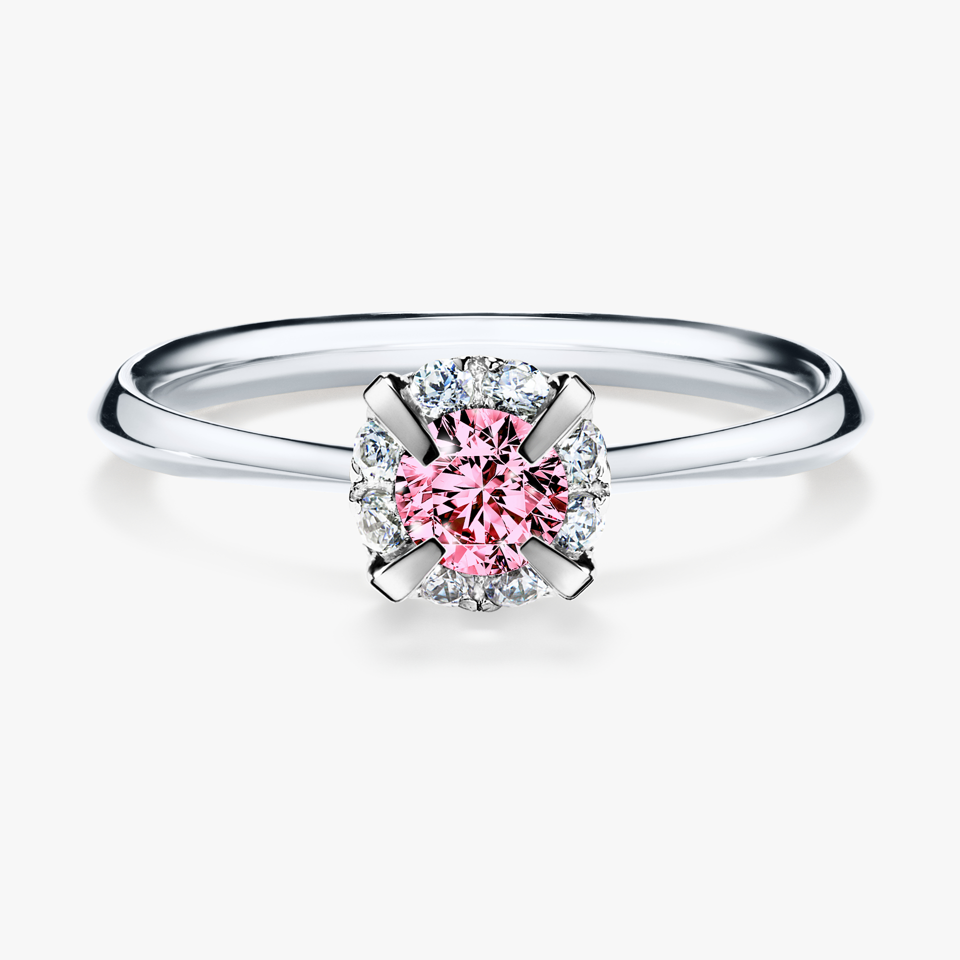 Pierścionek zaręczynowy My Beauty z białego złota z różowym diamentem 0,33ct