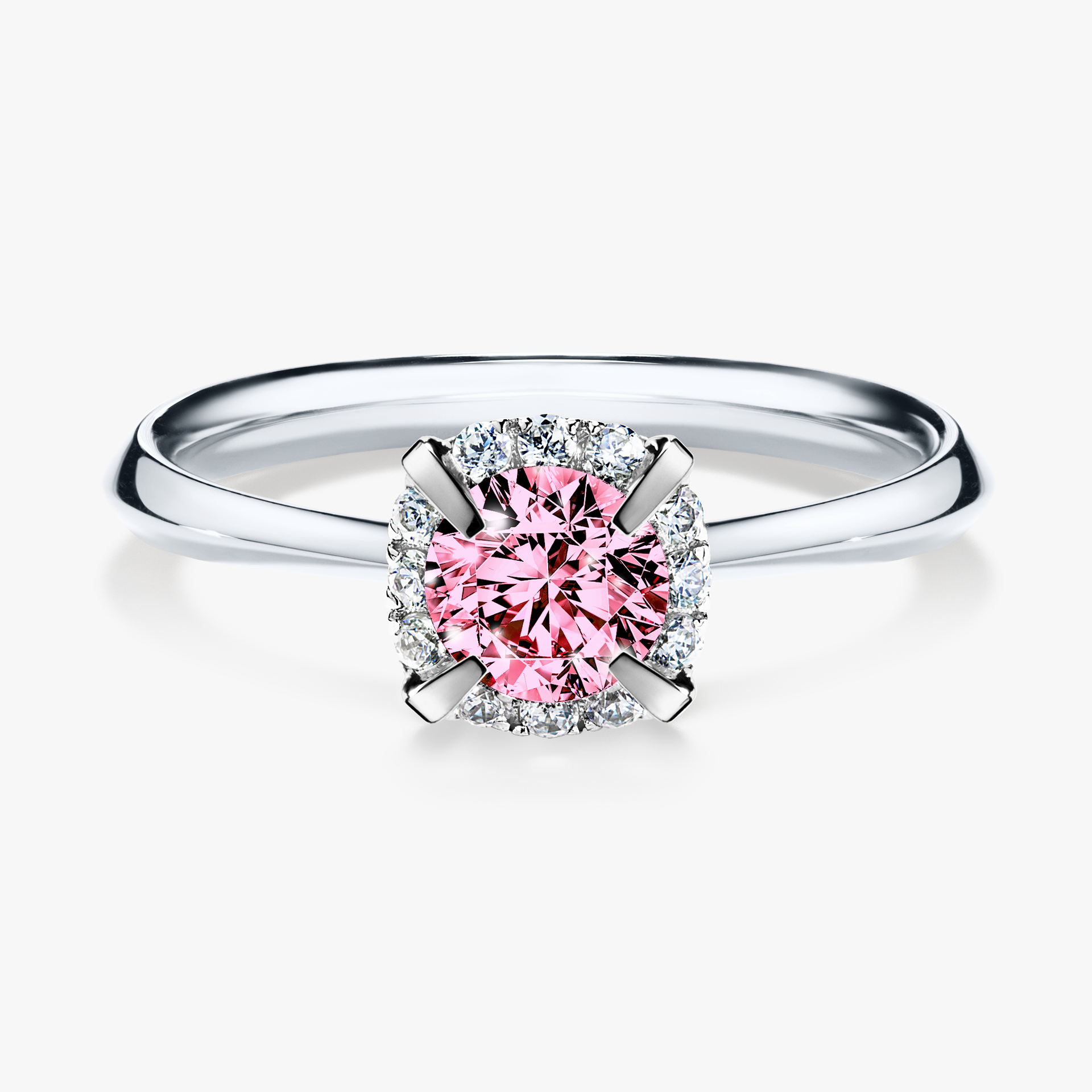 Pierścionek zaręczynowy My Beauty z białego złota z różowym diamentem 0,62ct