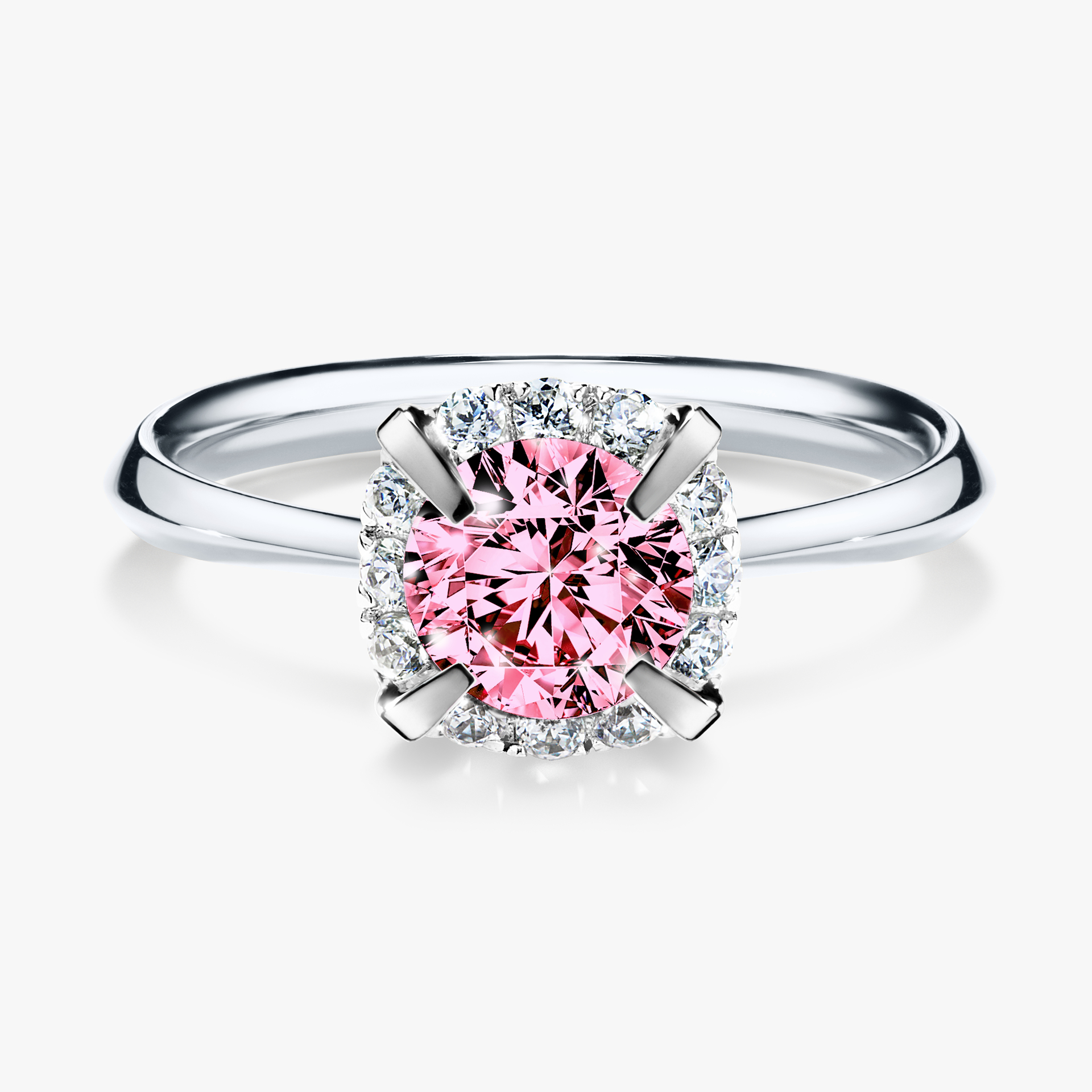 Pierścionek zaręczynowy My Beauty z białego złota z różowym diamentem 0,98ct