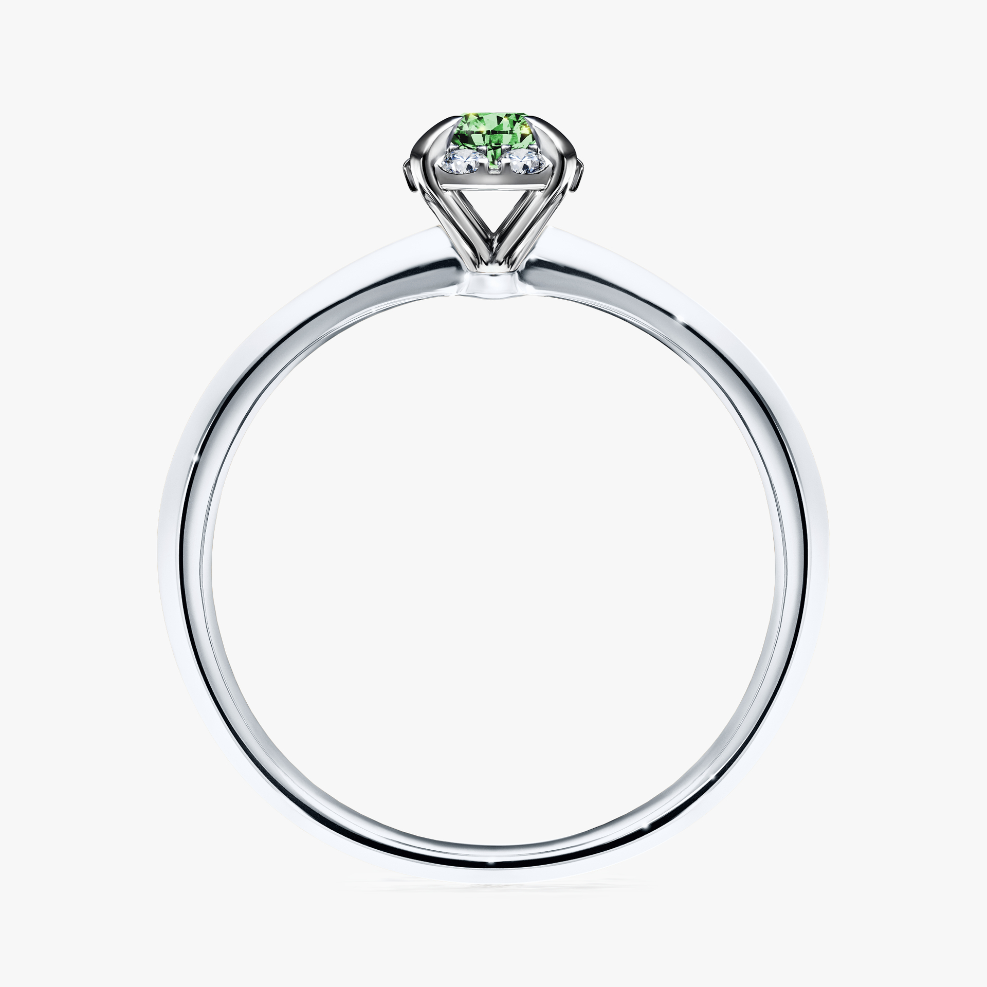 Pierścionek zaręczynowy My Beauty z białego złota z ciemnym zielonym diamentem 0,14ct