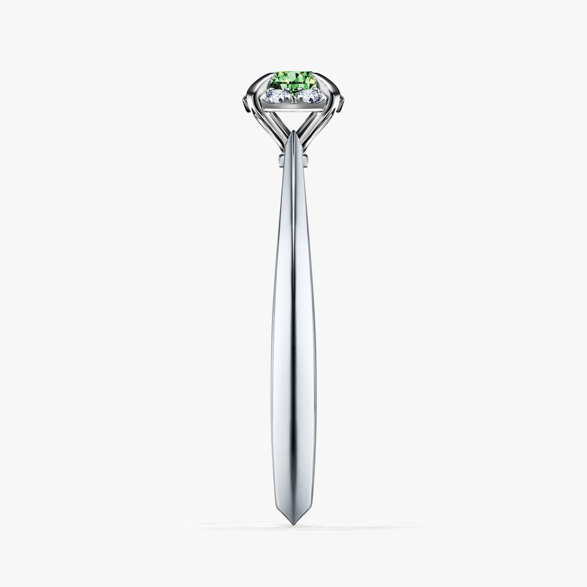 Pierścionek zaręczynowy My Beauty z białego złota z ciemnym zielonym diamentem 0,14ct