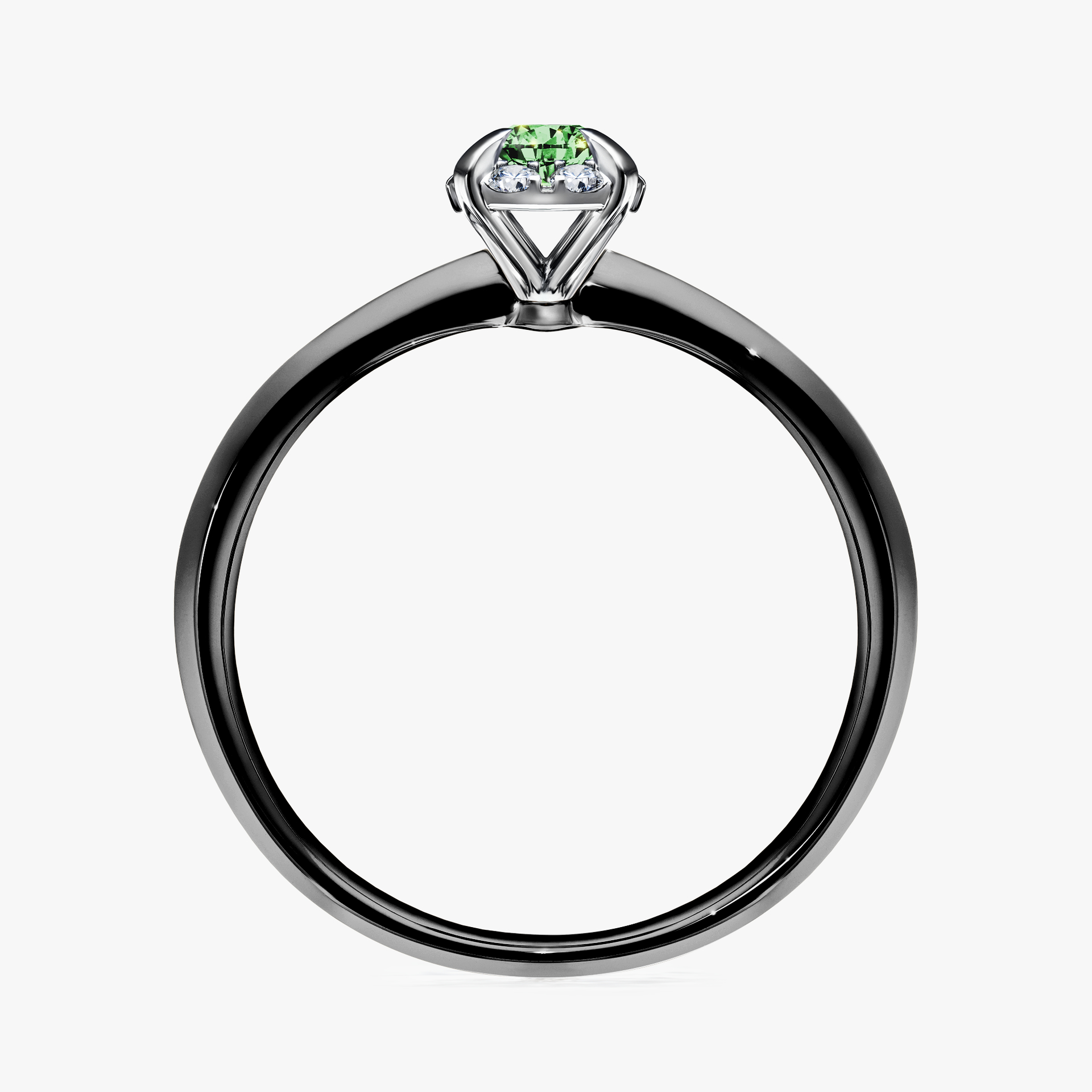 Pierścionek zaręczynowy My Beauty z czarnego złota z ciemnym zielonym diamentem 0,14ct