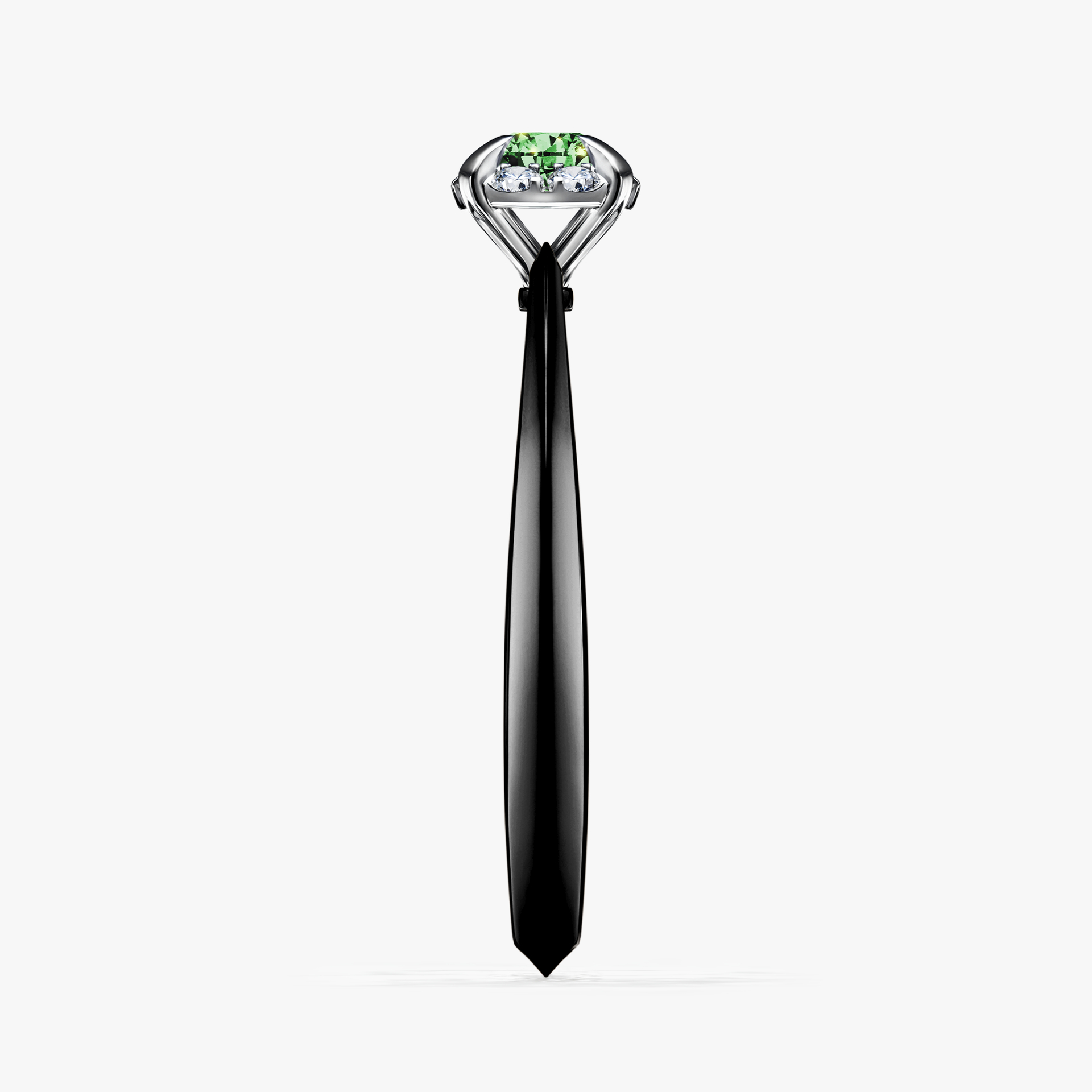 Pierścionek zaręczynowy My Beauty z czarnego złota z ciemnym zielonym diamentem 0,14ct