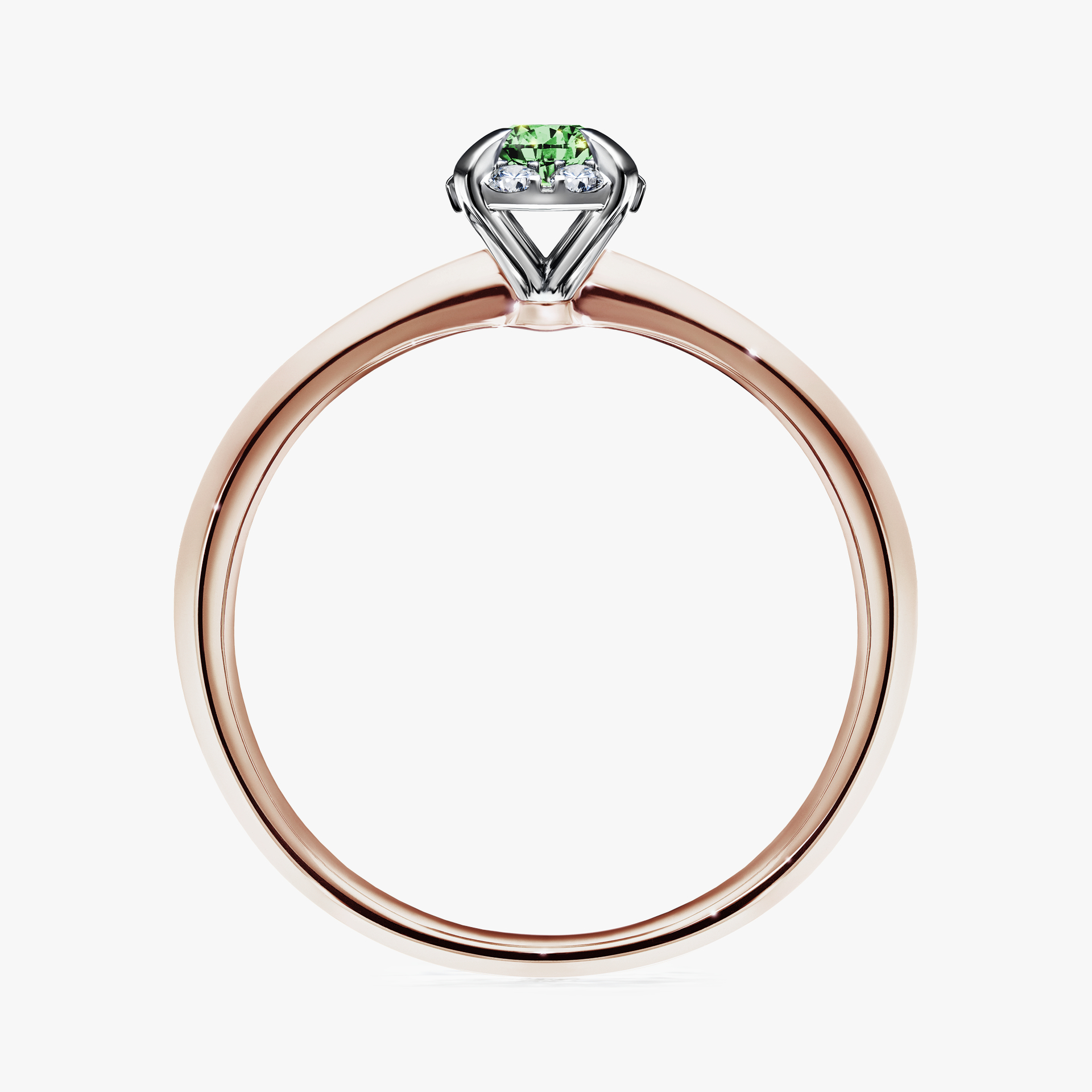 Pierścionek zaręczynowy My Beauty z różowego złota z ciemnym zielonym diamentem 0,14ct