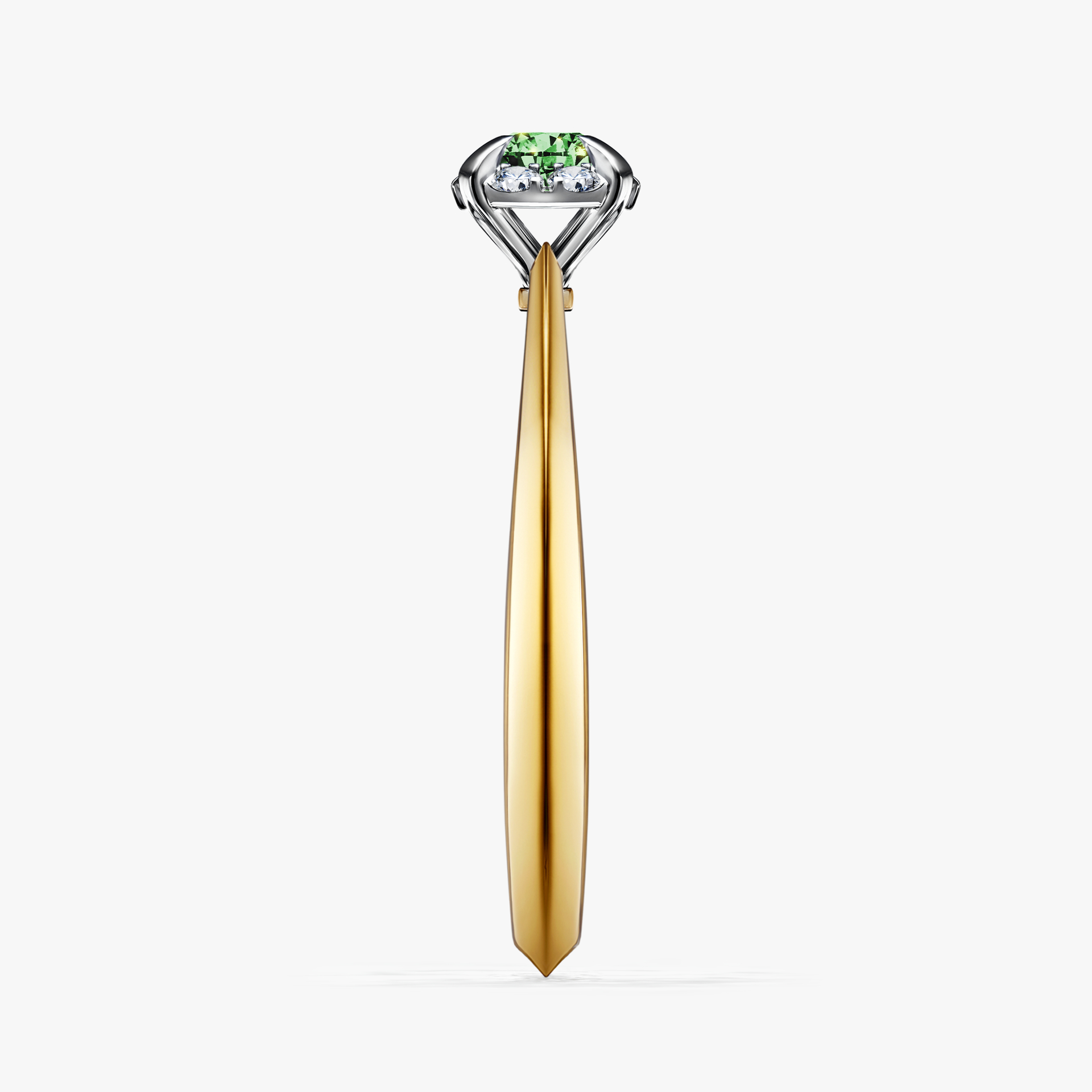 Pierścionek zaręczynowy My Beauty z żółtego złota z ciemnym zielonym diamentem 0,14ct