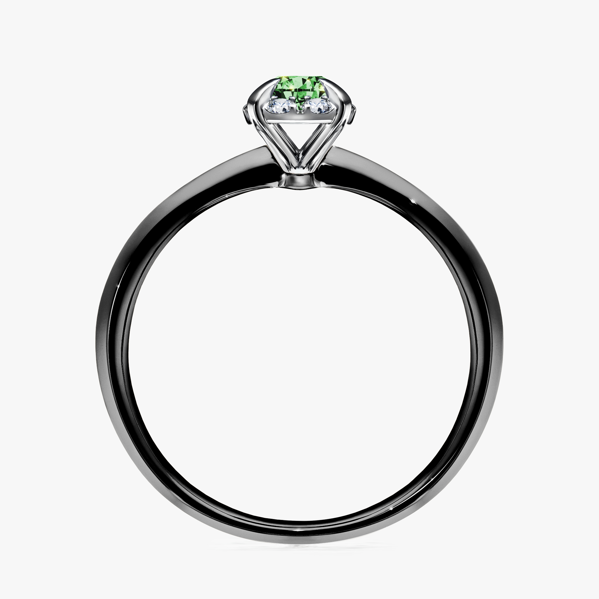 Pierścionek zaręczynowy My Beauty z czarnego złota z ciemnym zielonym diamentem 0,33ct