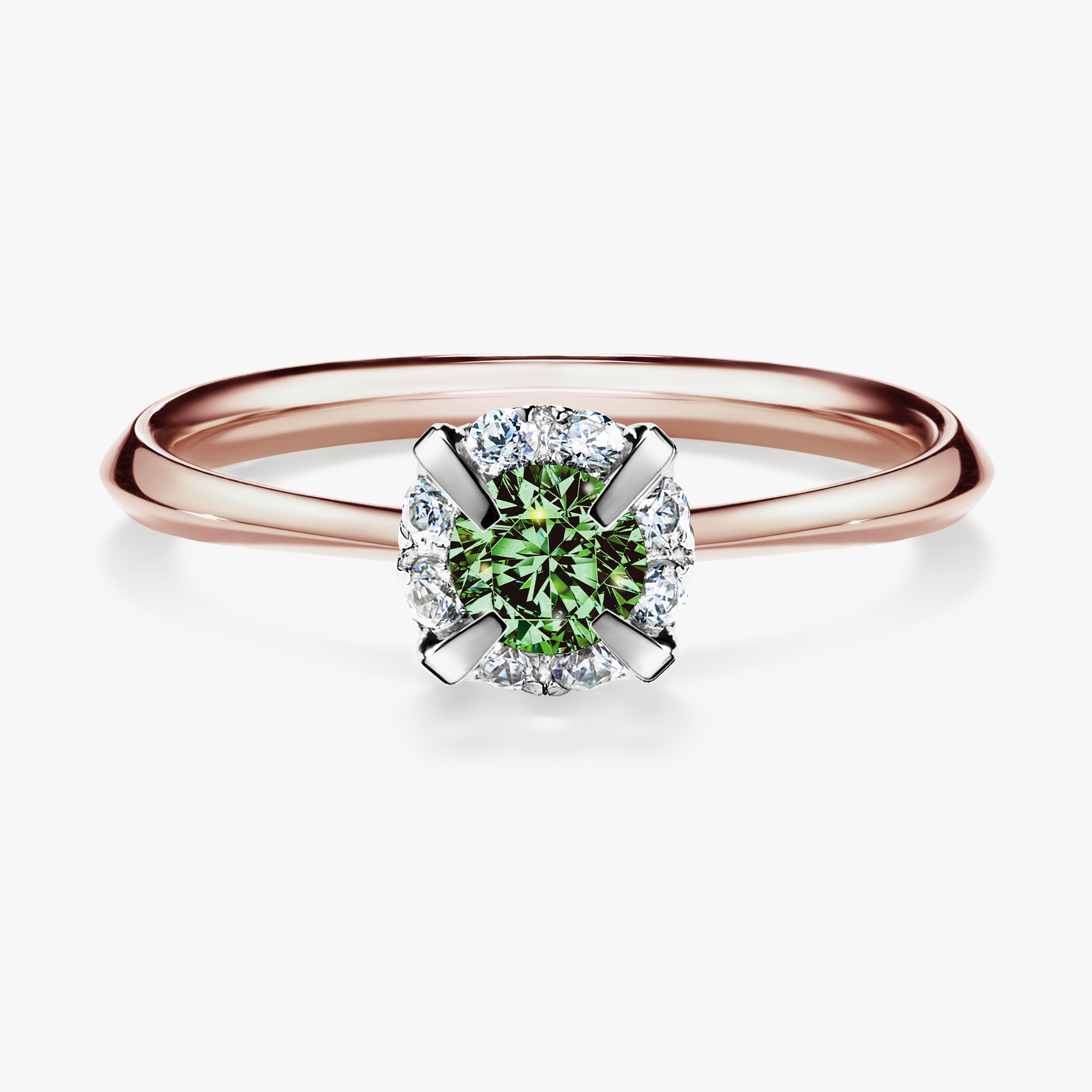 Pierścionek zaręczynowy My Beauty z różowego złota z ciemnym zielonym diamentem 0,33ct