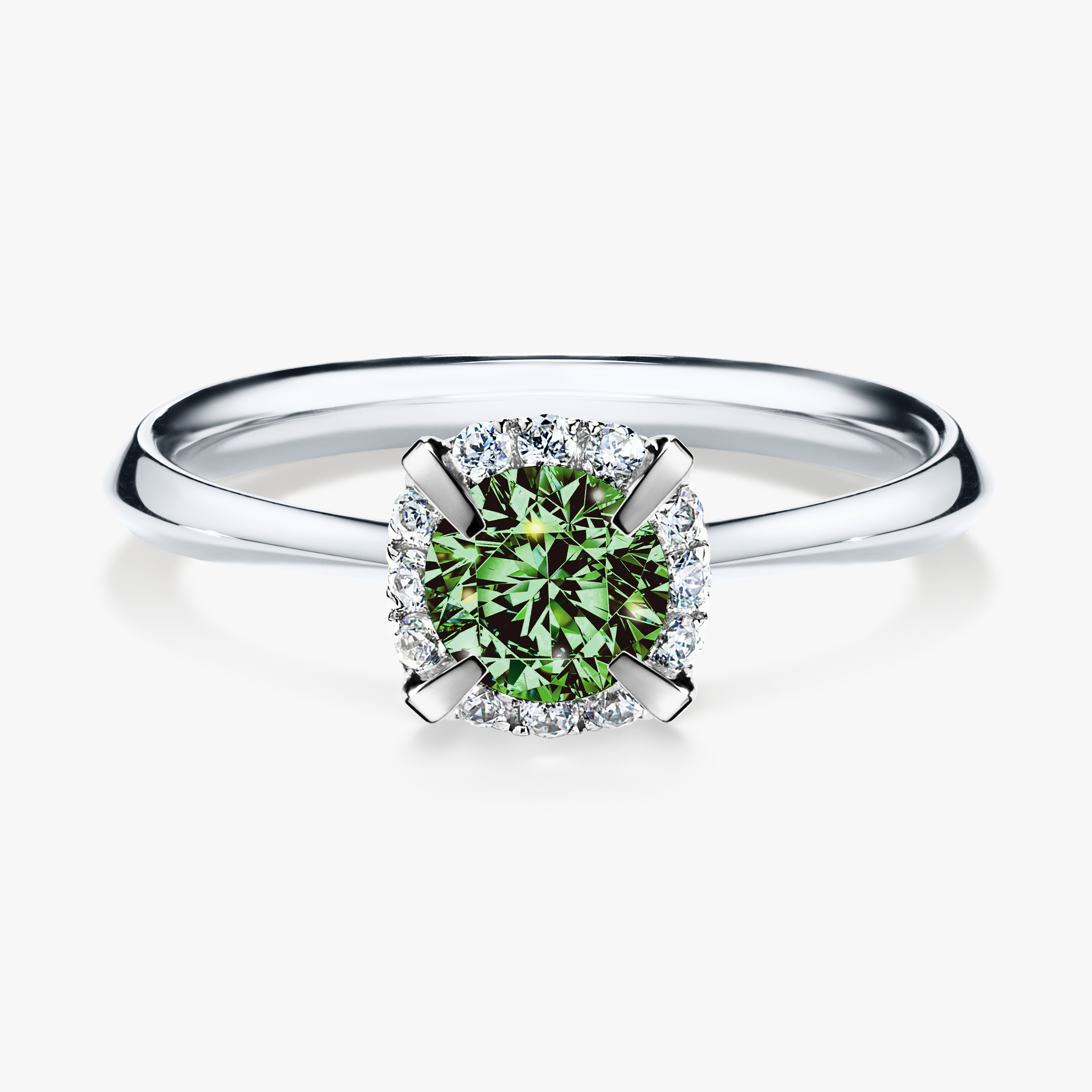 Pierścionek zaręczynowy My Beauty z białego złota z ciemnym zielonym diamentem 0,62ct