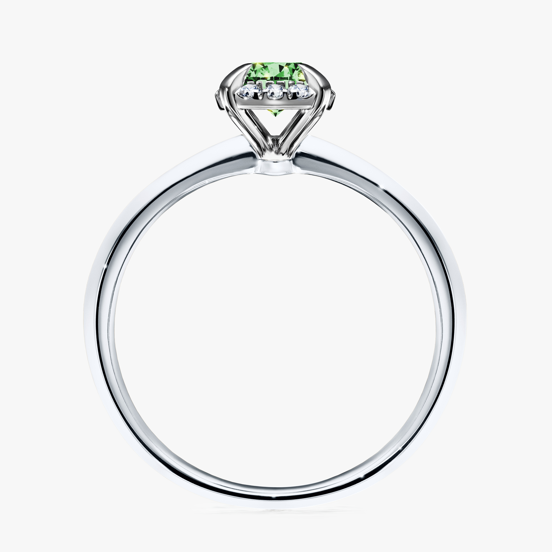 Pierścionek zaręczynowy My Beauty z białego złota z ciemnym zielonym diamentem 0,62ct