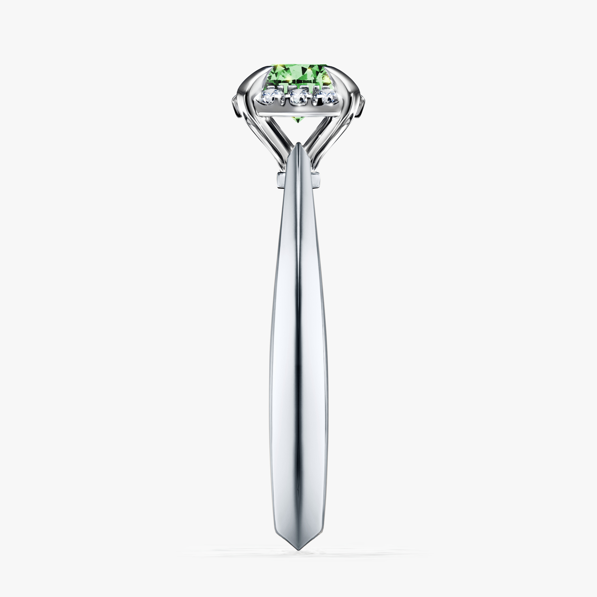 Pierścionek zaręczynowy My Beauty z białego złota z ciemnym zielonym diamentem 0,62ct