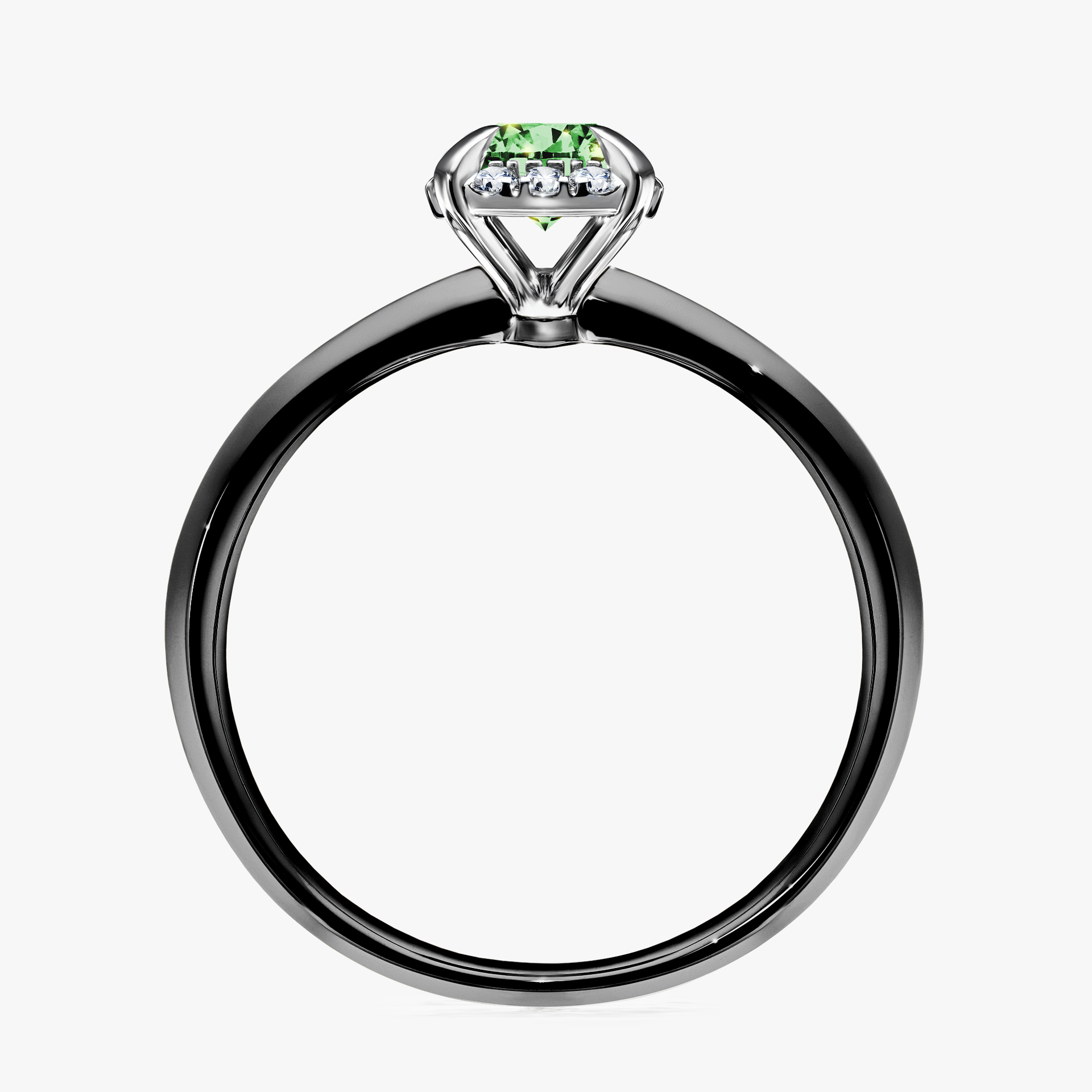 Pierścionek zaręczynowy My Beauty z czarnego złota z ciemnym zielonym diamentem 0,62ct