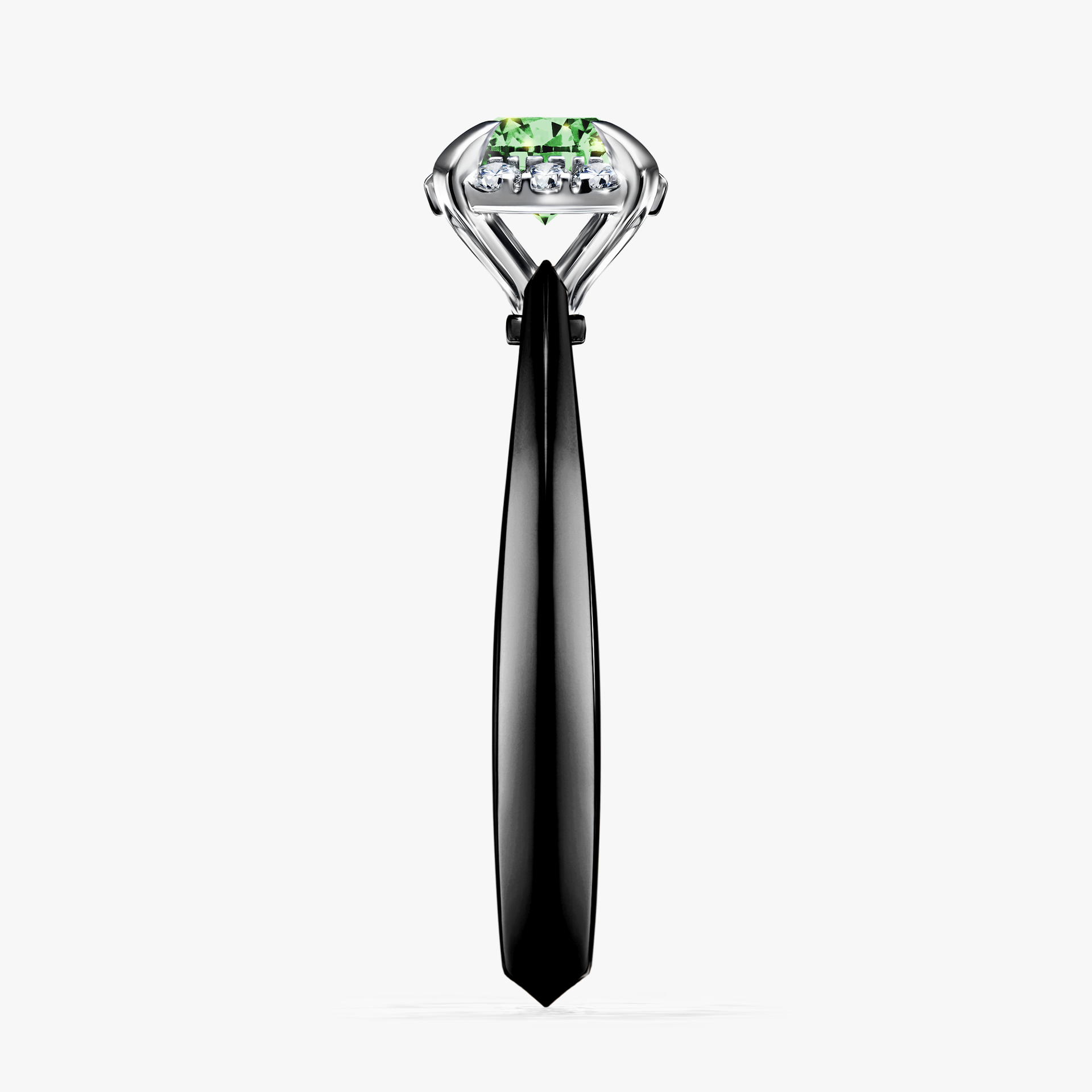 Pierścionek zaręczynowy My Beauty z czarnego złota z ciemnym zielonym diamentem 0,62ct