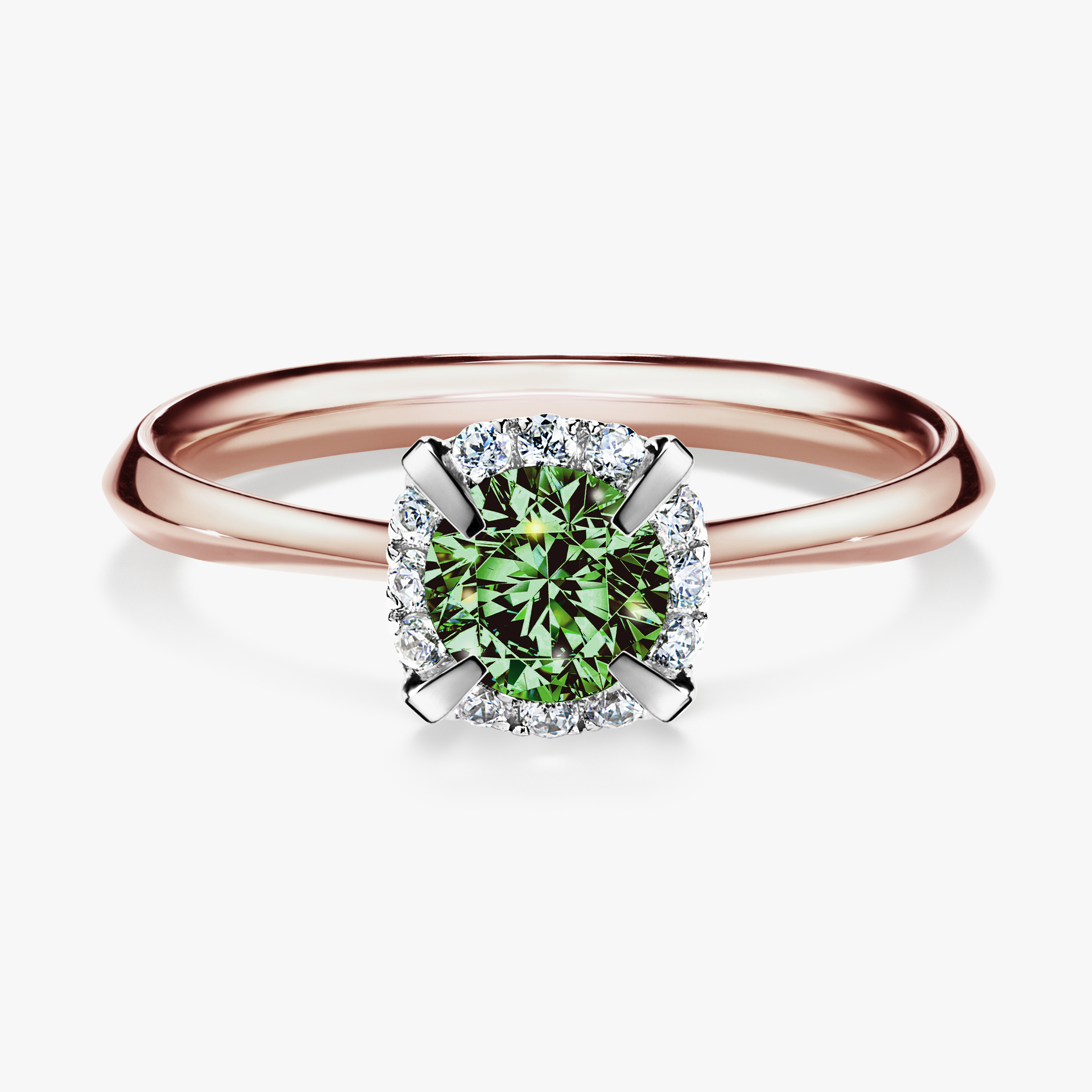 Pierścionek zaręczynowy My Beauty z różowego złota z ciemnym zielonym diamentem 0,62ct
