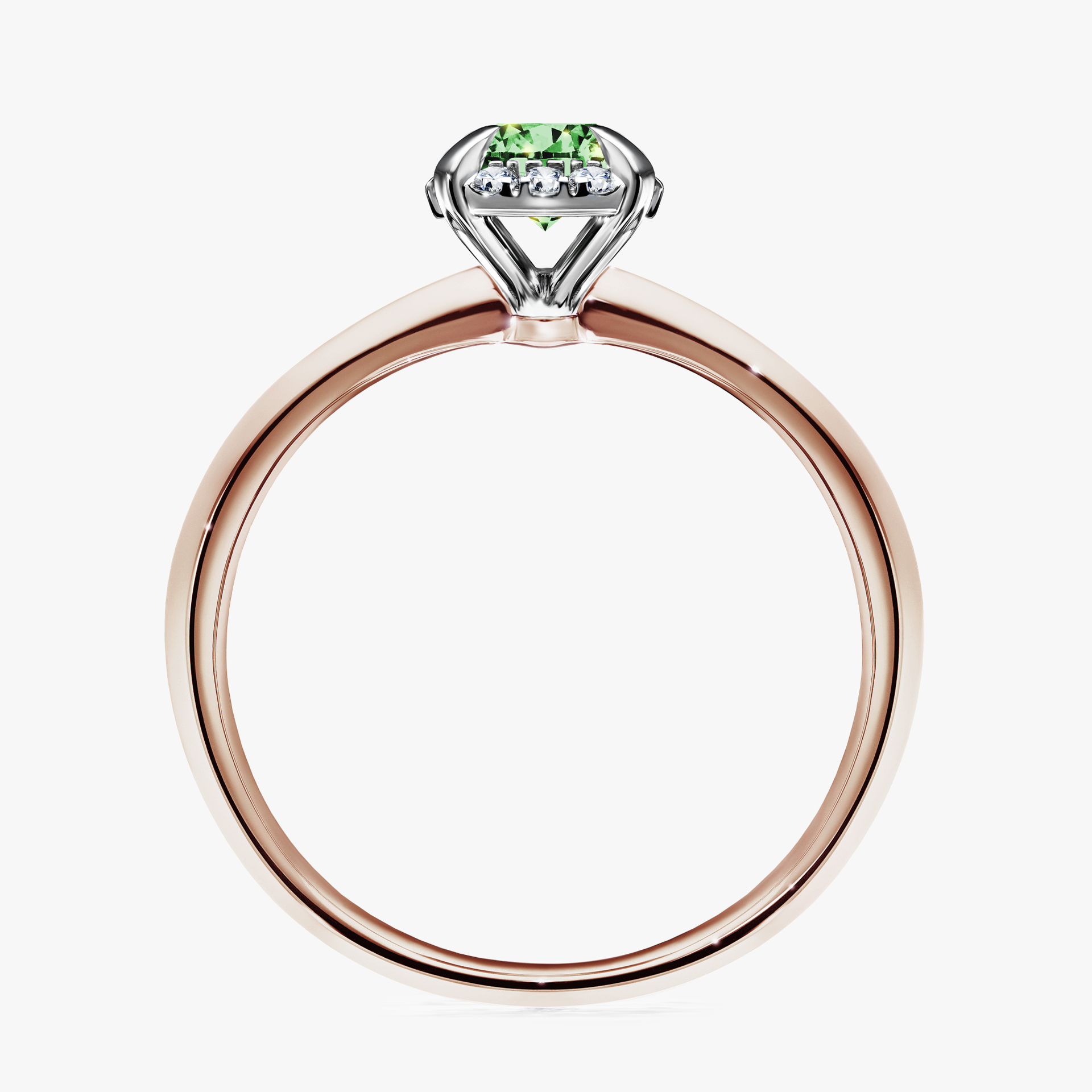 Pierścionek zaręczynowy My Beauty z różowego złota z ciemnym zielonym diamentem 0,62ct