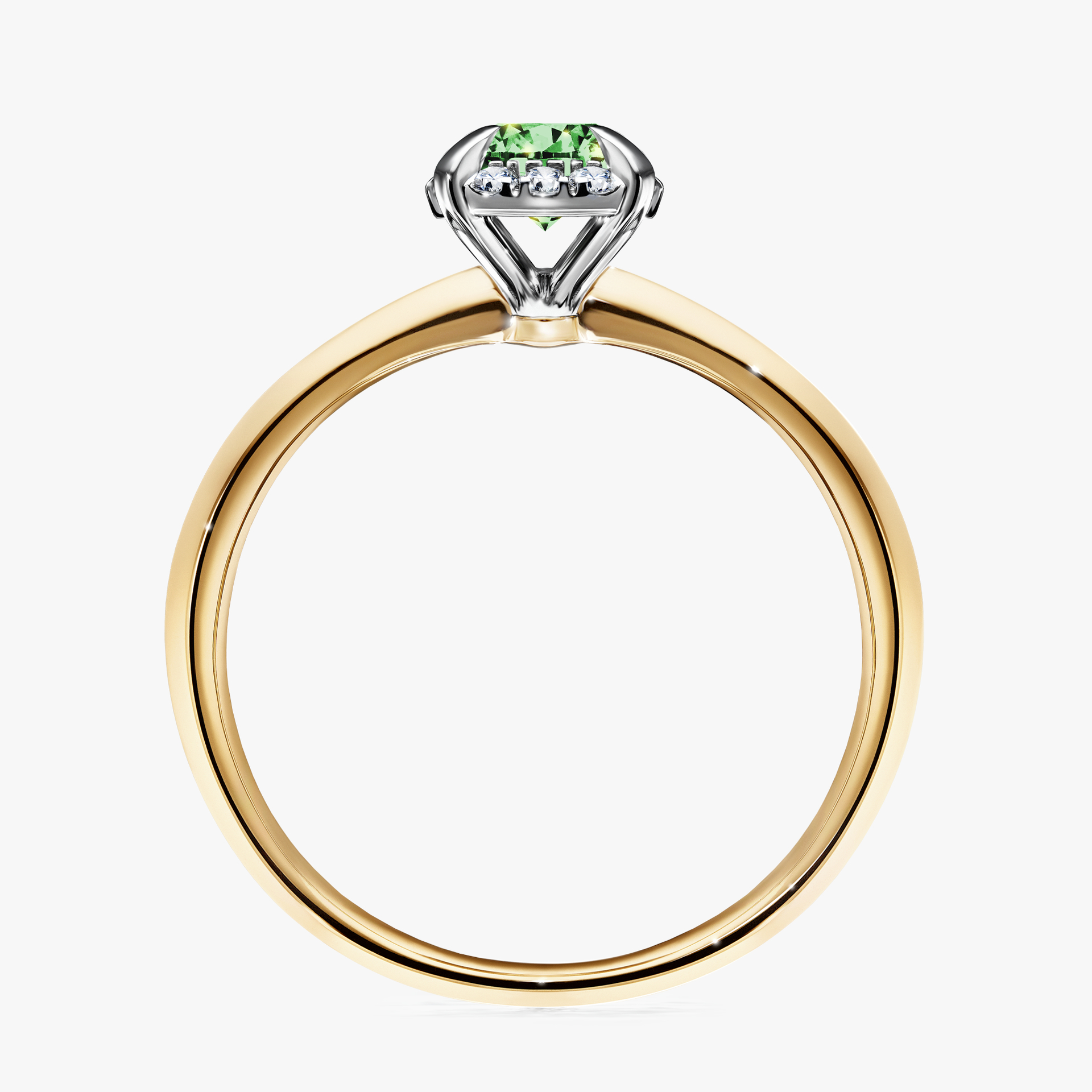 Pierścionek zaręczynowy My Beauty z żółtego złota z ciemnym zielonym diamentem 0,62ct
