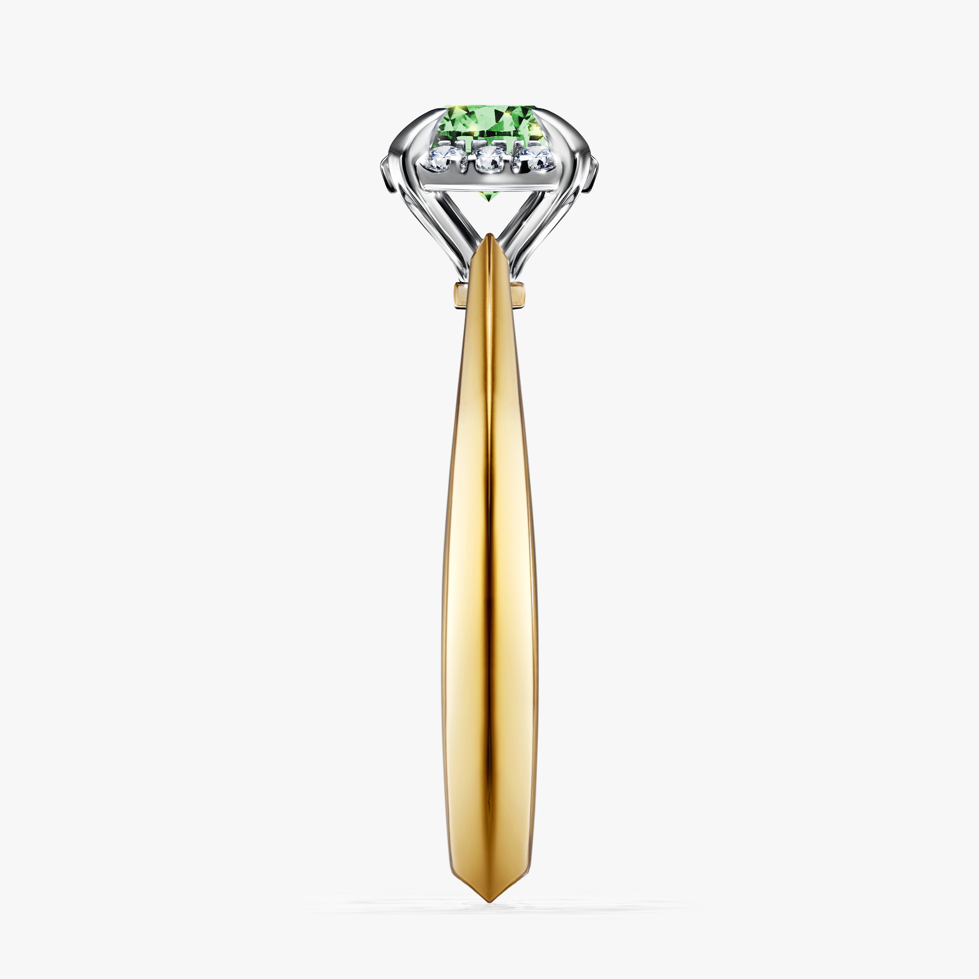 Pierścionek zaręczynowy My Beauty z żółtego złota z ciemnym zielonym diamentem 0,62ct
