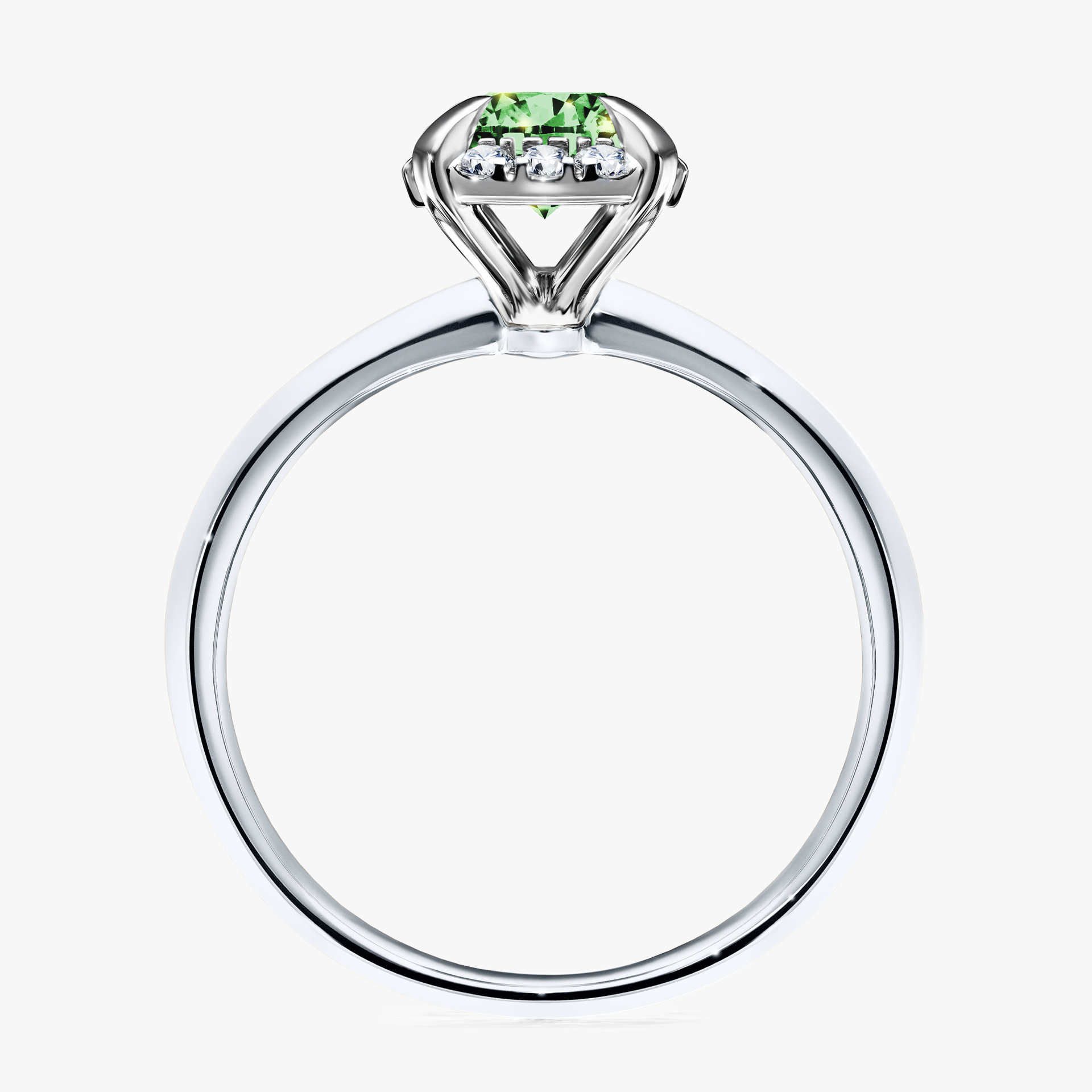 Pierścionek zaręczynowy My Beauty z białego złota z ciemnym zielonym diamentem 0,98ct