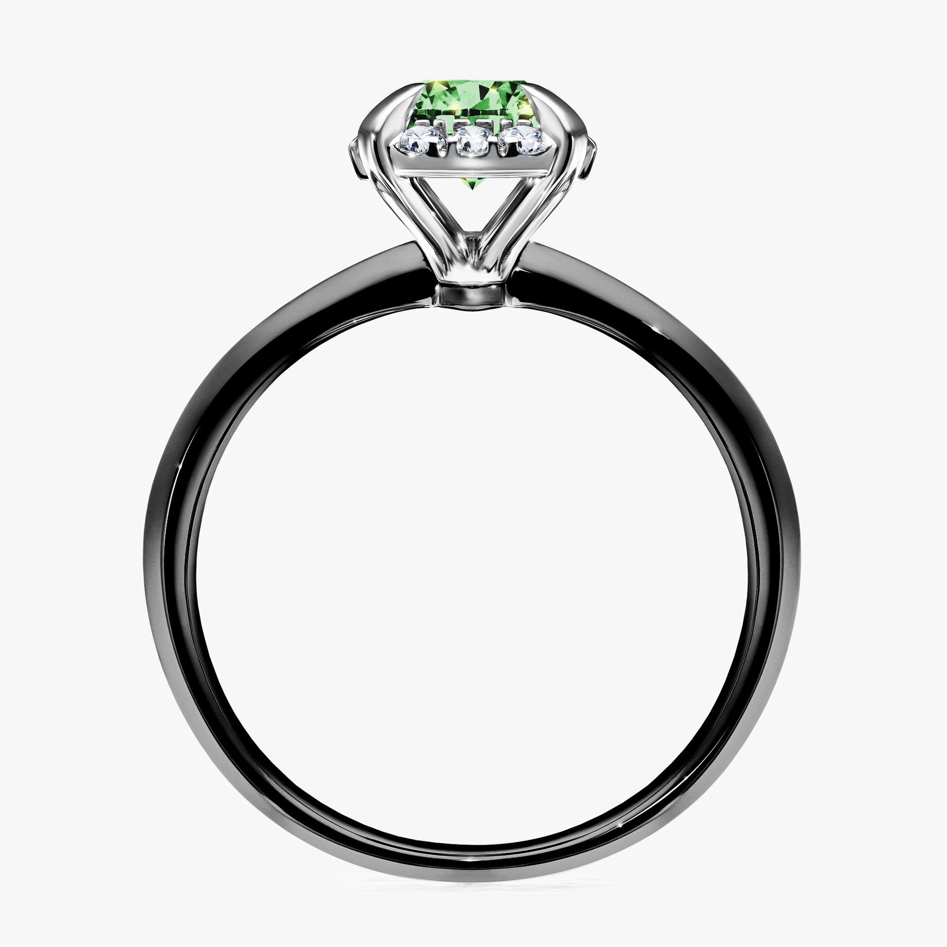 Pierścionek zaręczynowy My Beauty z czarnego złota z ciemnym zielonym diamentem 0,98ct