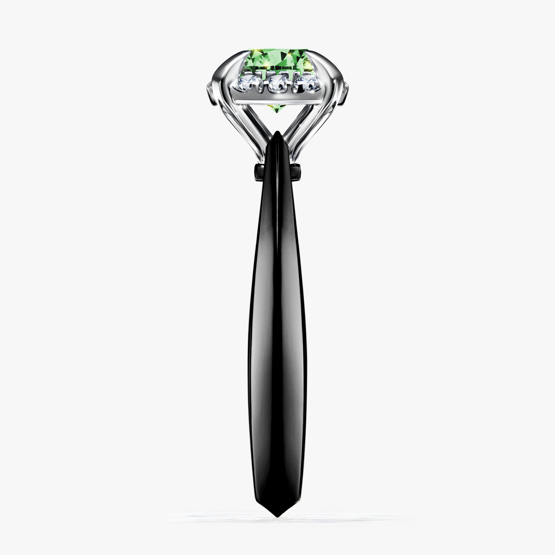 Pierścionek zaręczynowy My Beauty z czarnego złota z ciemnym zielonym diamentem 0,98ct