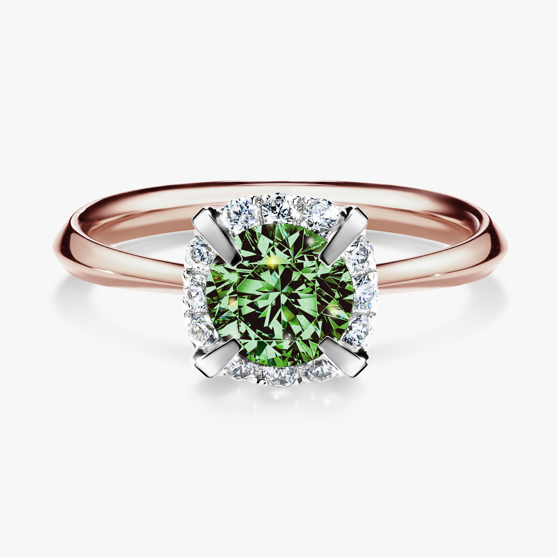 Pierścionek zaręczynowy My Beauty z różowego złota z ciemnym zielonym diamentem 0,98ct