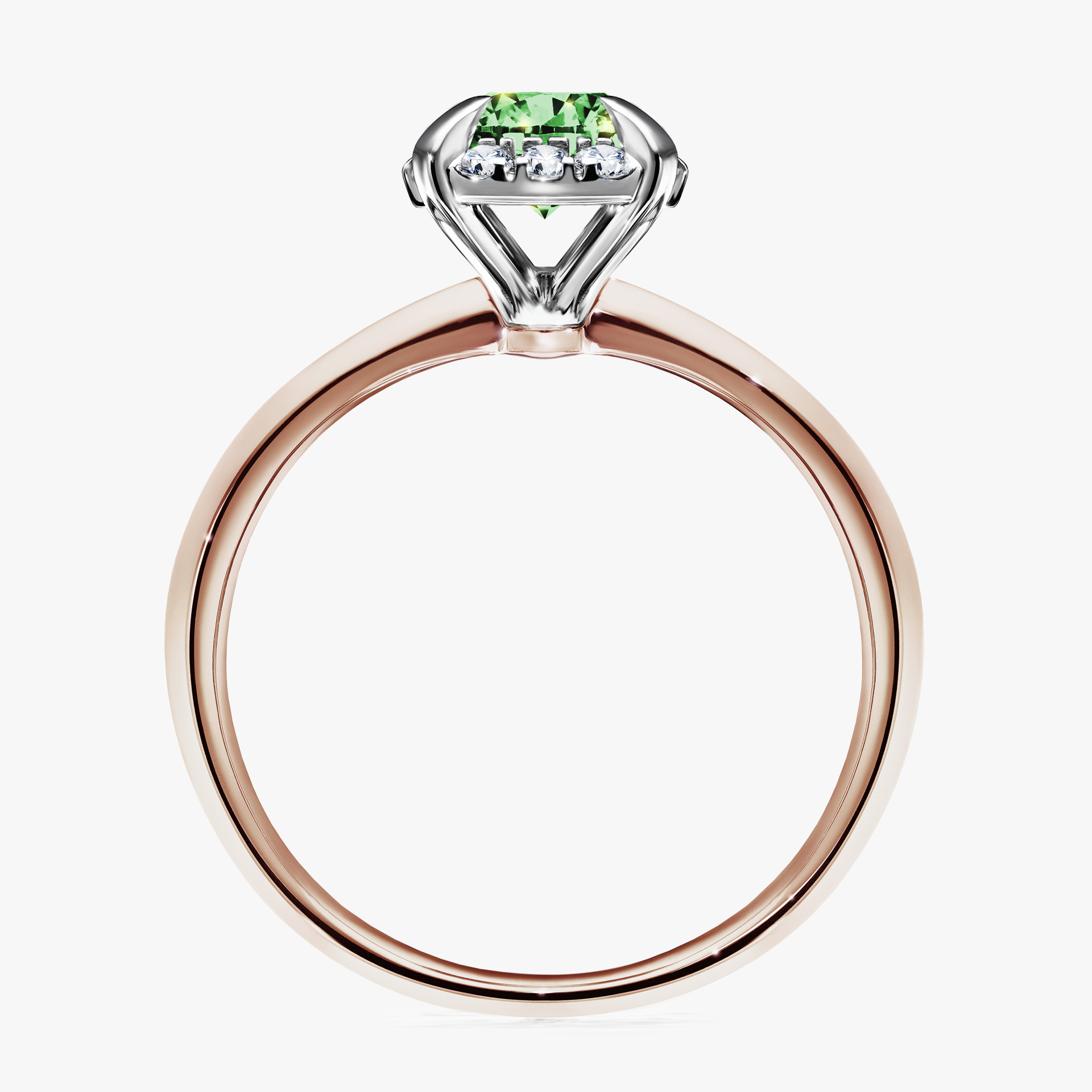 Pierścionek zaręczynowy My Beauty z różowego złota z ciemnym zielonym diamentem 0,98ct