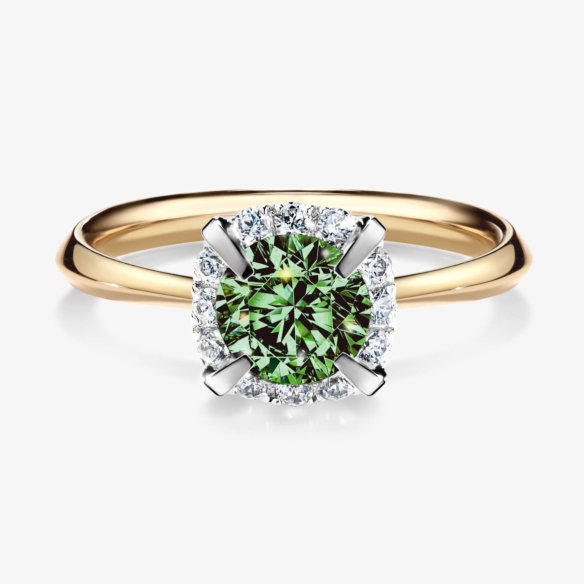 Pierścionek zaręczynowy My Beauty z żółtego złota z ciemnym zielonym diamentem 0,98ct
