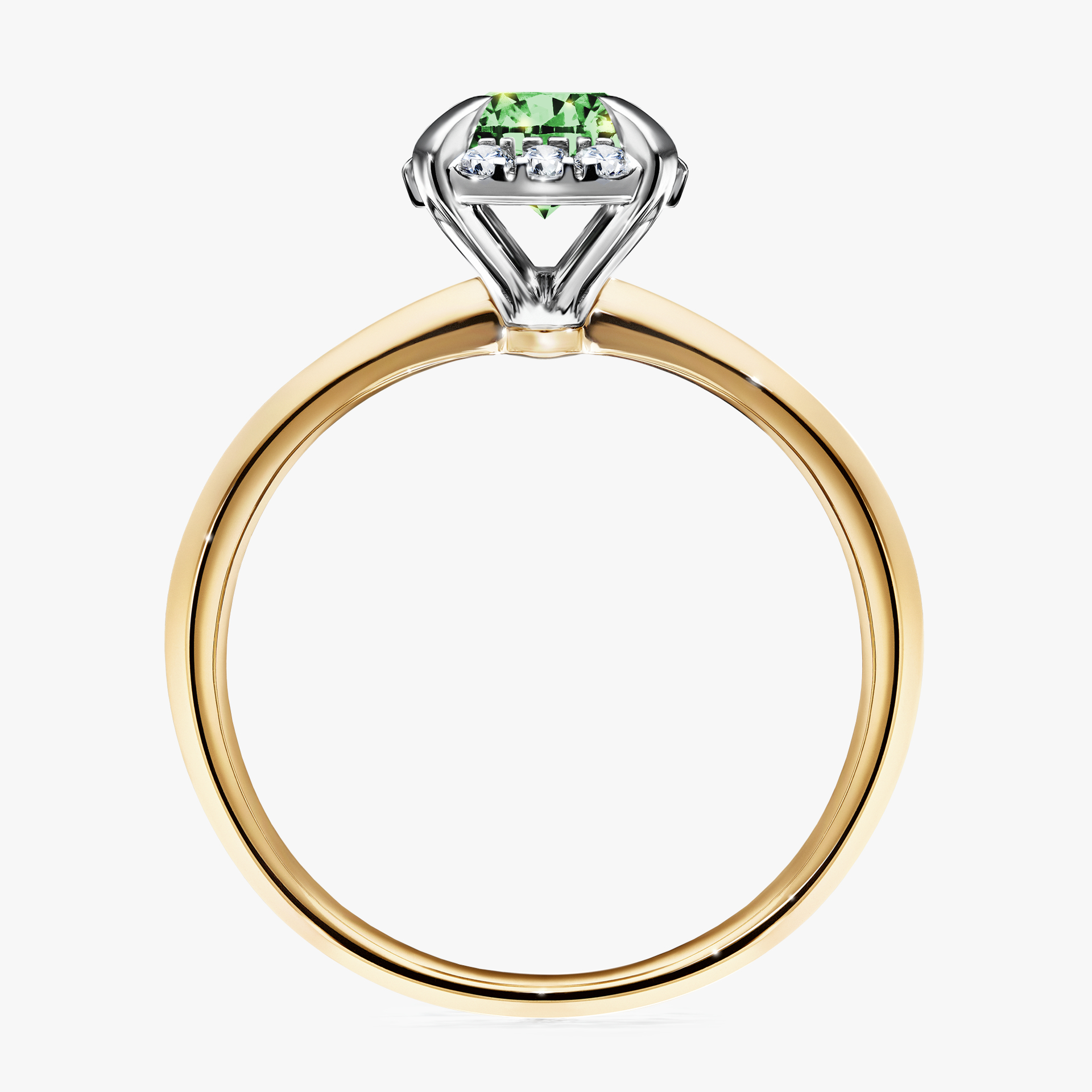 Pierścionek zaręczynowy My Beauty z żółtego złota z ciemnym zielonym diamentem 0,98ct