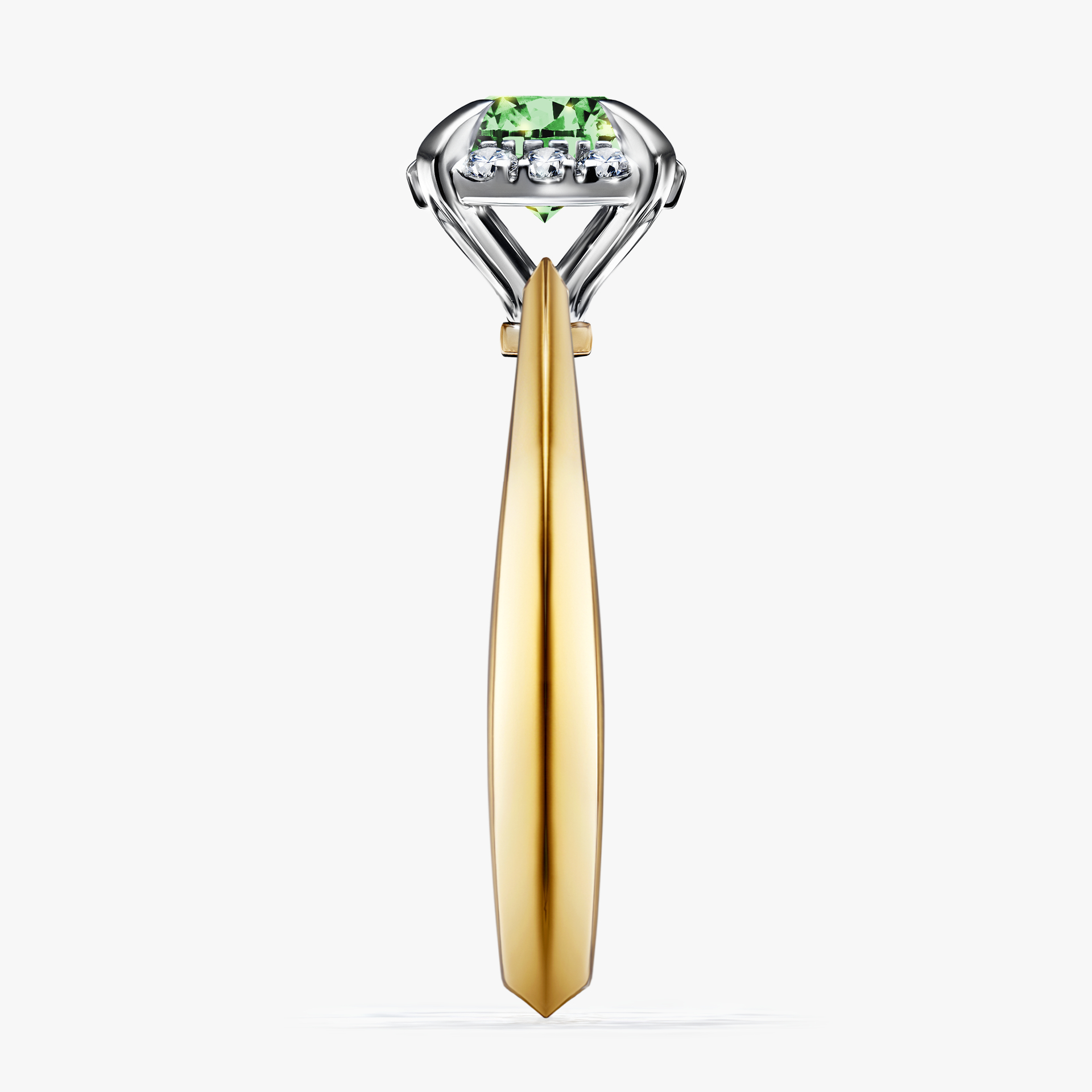 Pierścionek zaręczynowy My Beauty z żółtego złota z ciemnym zielonym diamentem 0,98ct