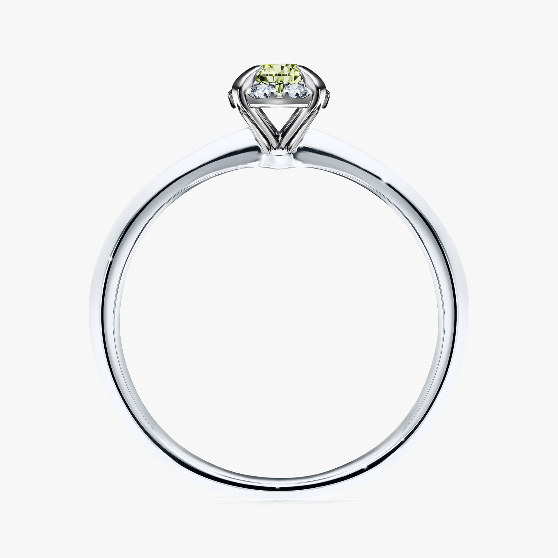 Pierścionek zaręczynowy My Beauty z białego złota z jasnym zielonym diamentem 0,14ct