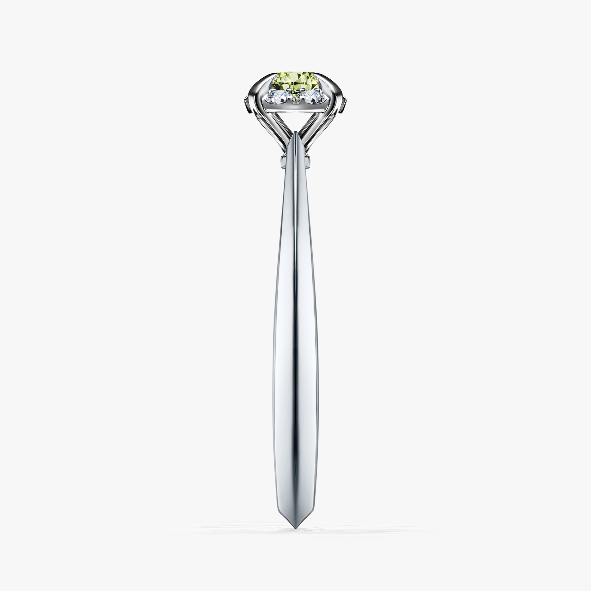 Pierścionek zaręczynowy My Beauty z białego złota z jasnym zielonym diamentem 0,14ct