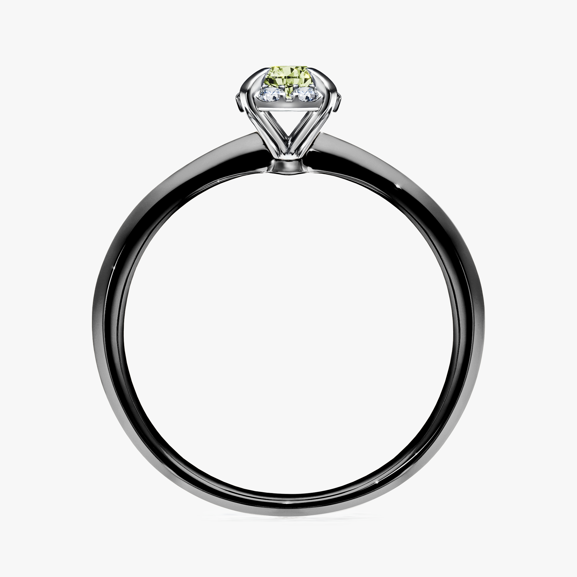 Pierścionek zaręczynowy My Beauty z czarnego złota z jasnym zielonym diamentem 0,14ct