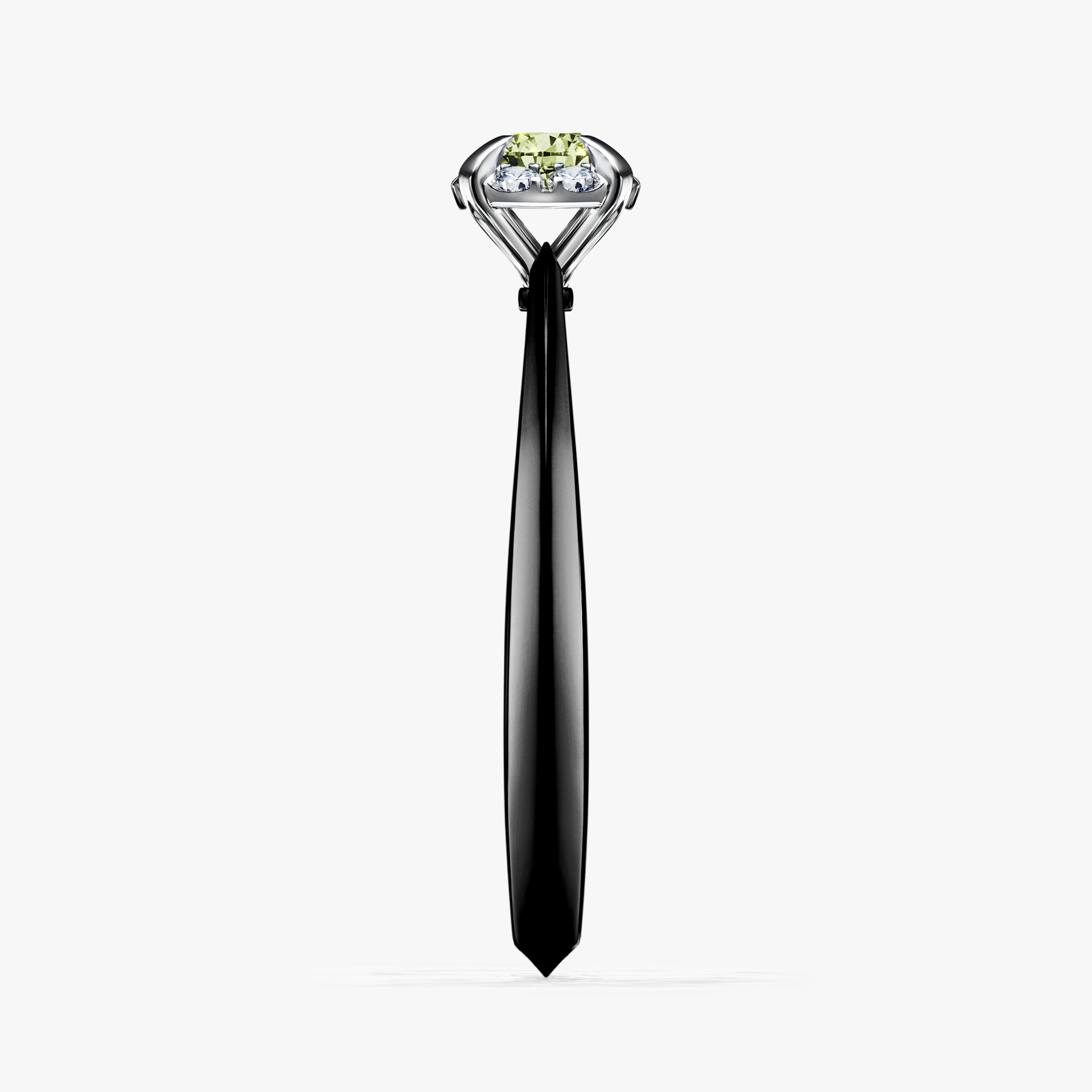 Pierścionek zaręczynowy My Beauty z czarnego złota z jasnym zielonym diamentem 0,14ct