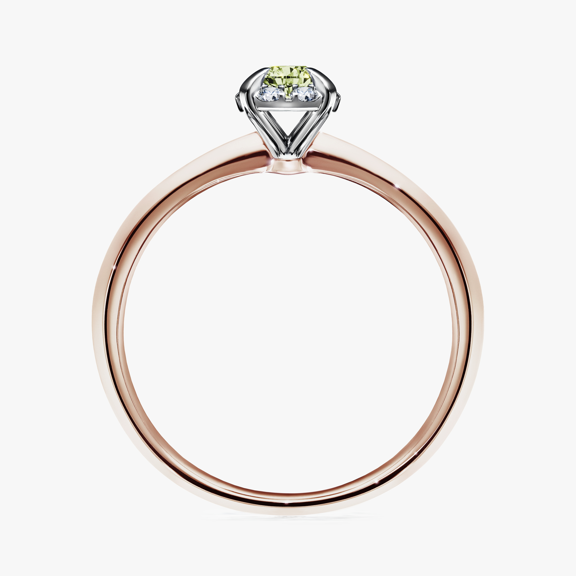 Pierścionek zaręczynowy My Beauty z różowego złota z jasnym zielonym diamentem 0,14ct