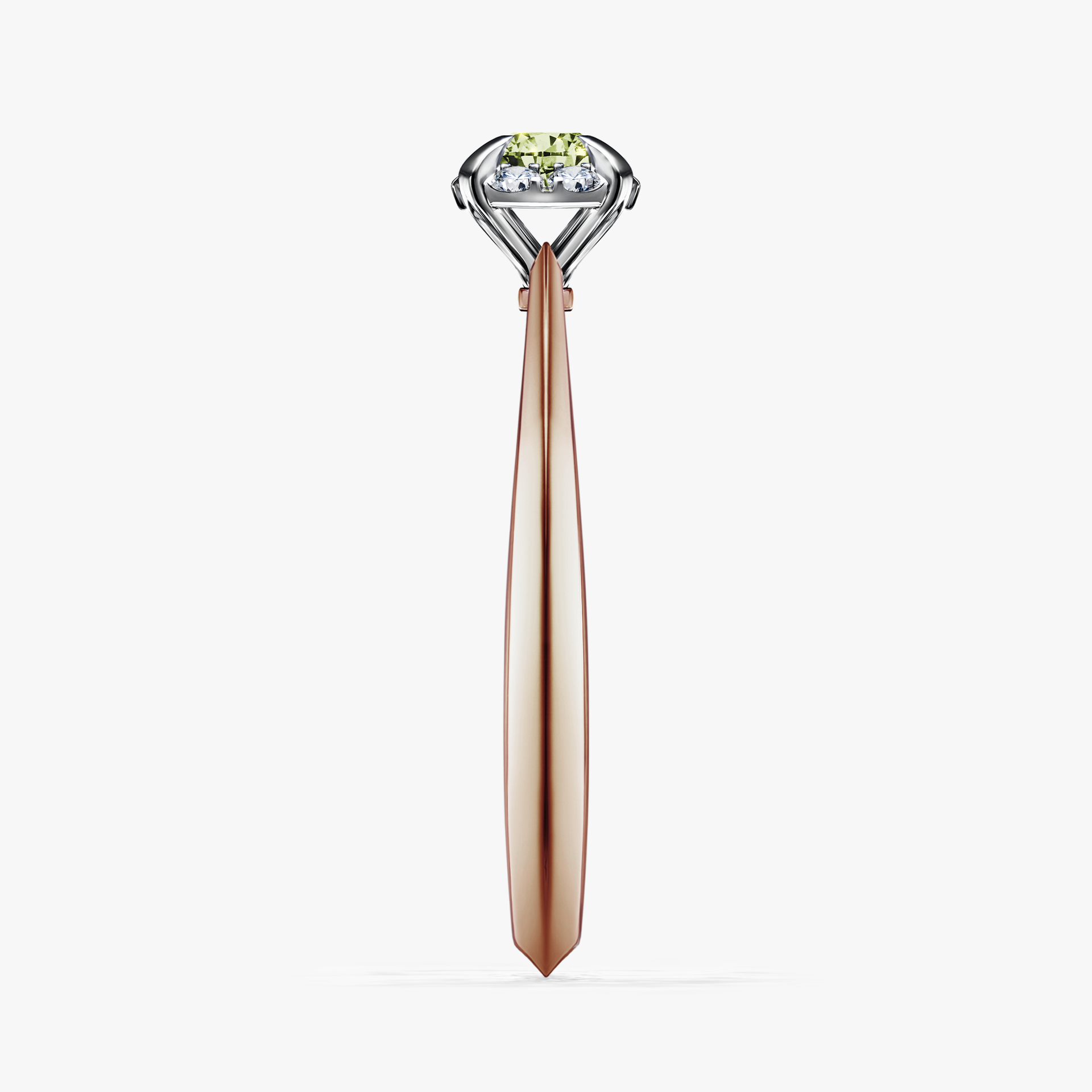 Pierścionek zaręczynowy My Beauty z różowego złota z jasnym zielonym diamentem 0,14ct