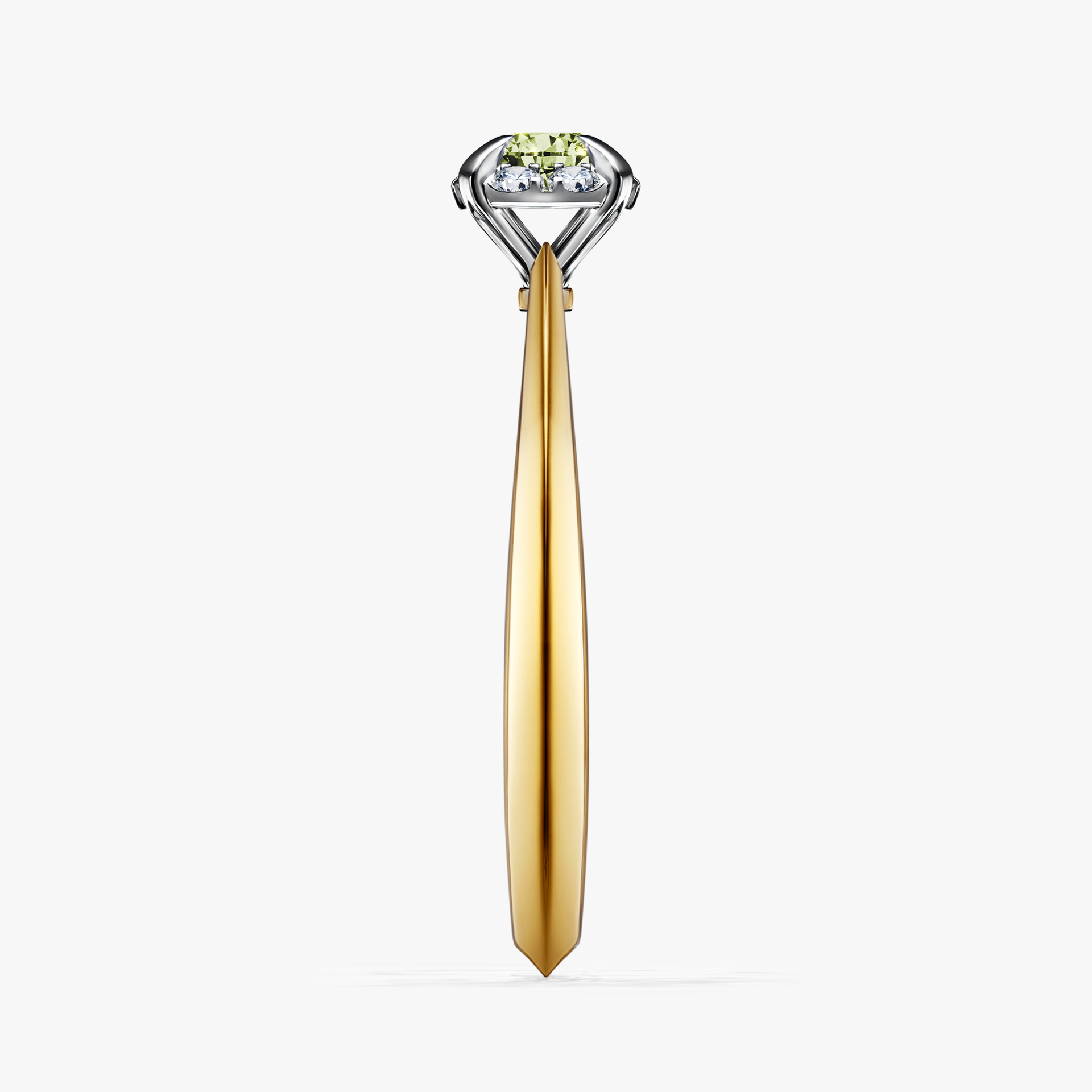 Pierścionek zaręczynowy My Beauty z żółtego złota z jasnym zielonym diamentem 0,14ct