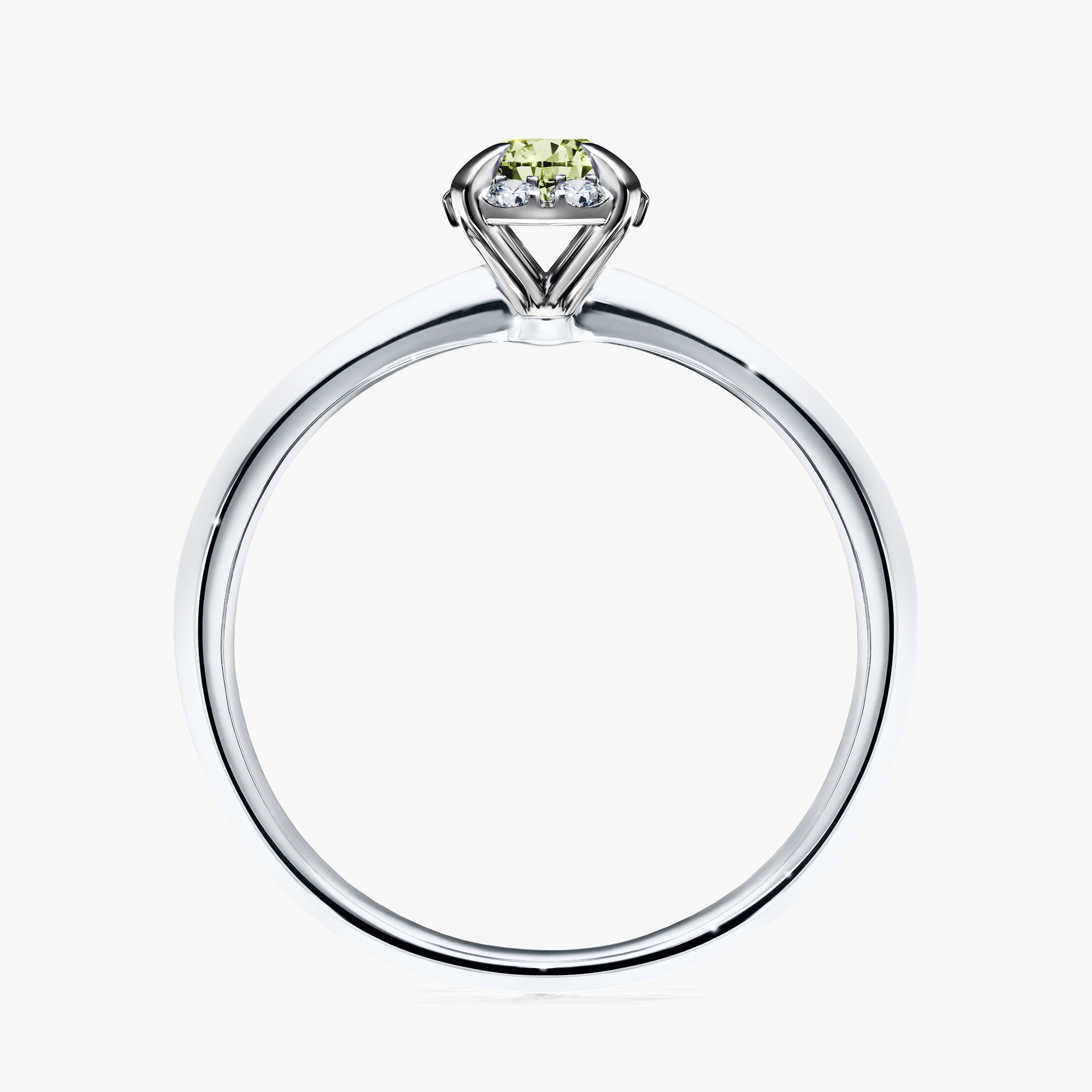 Pierścionek zaręczynowy My Beauty z białego złota z jasnym zielonym diamentem 0,33ct