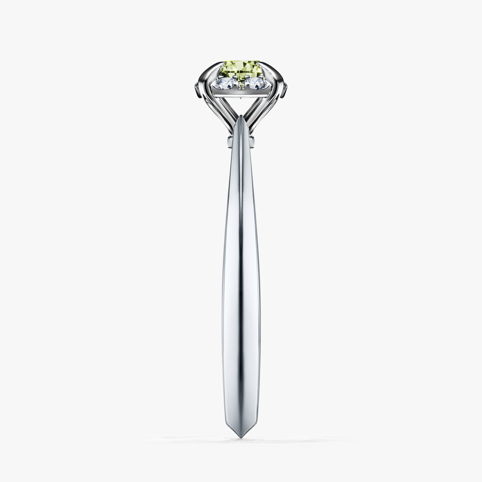 Pierścionek zaręczynowy My Beauty z białego złota z jasnym zielonym diamentem 0,33ct