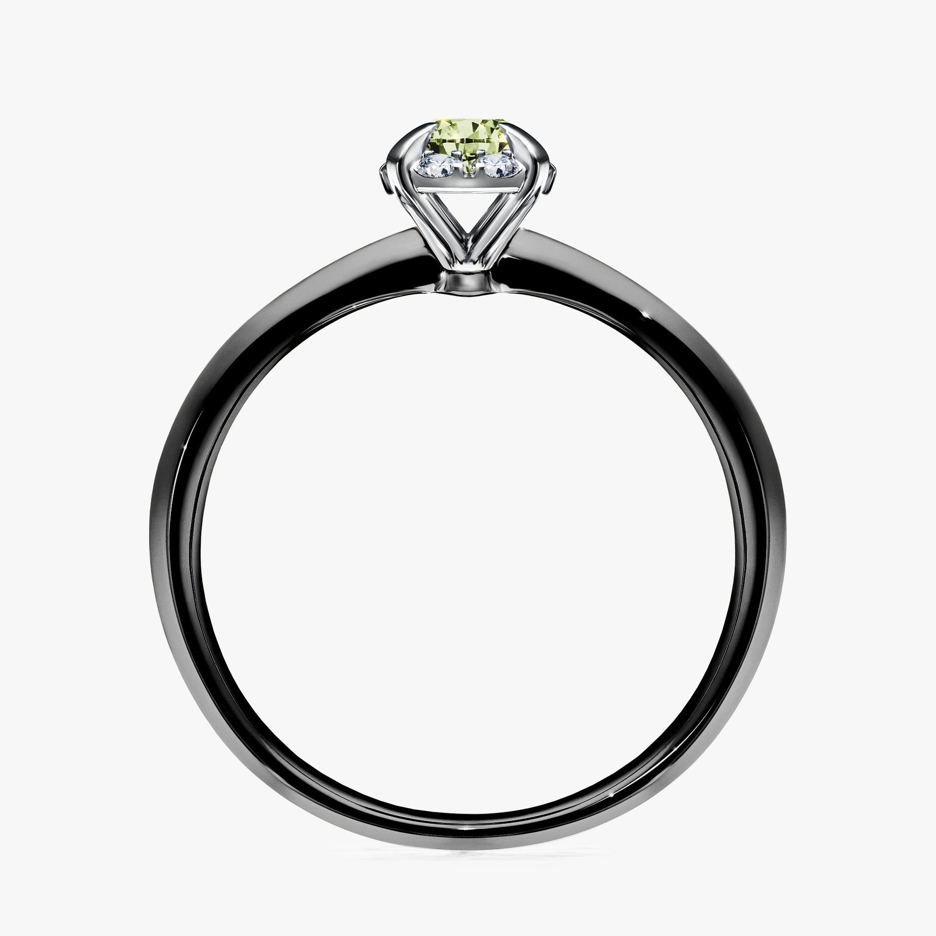Pierścionek zaręczynowy My Beauty z czarnego złota z jasnym zielonym diamentem 0,33ct