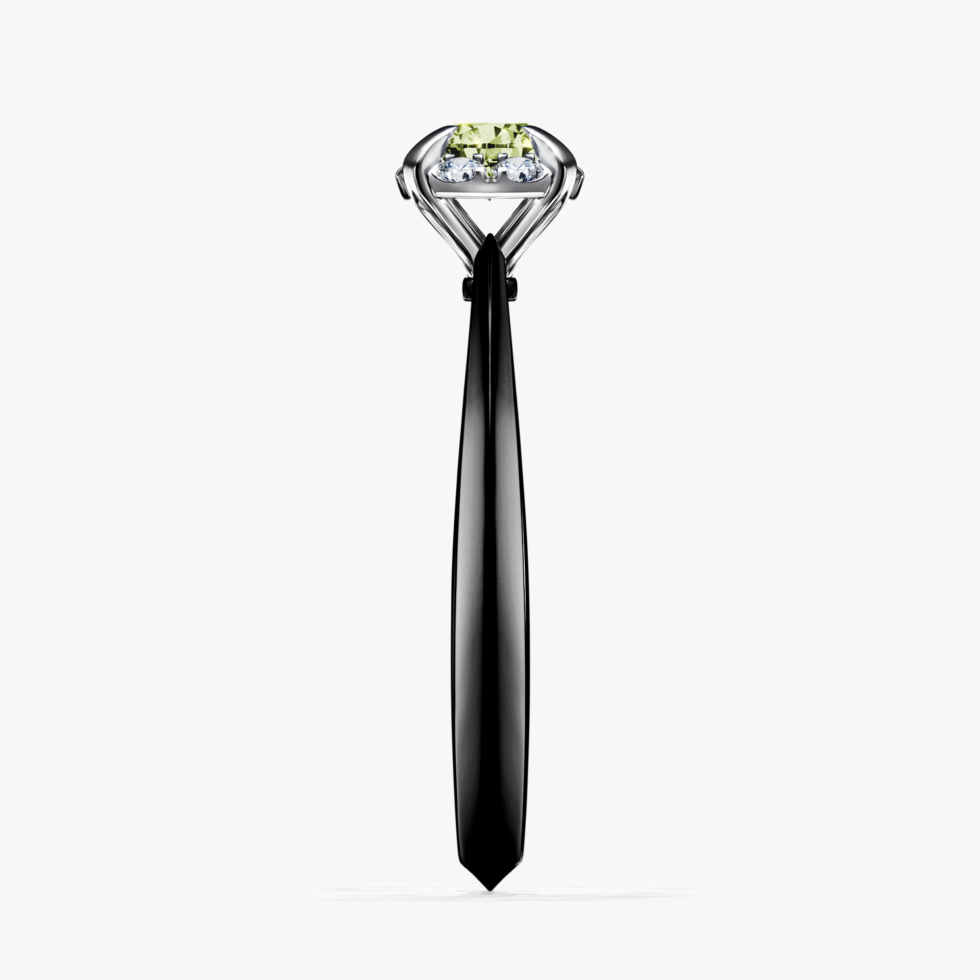 Pierścionek zaręczynowy My Beauty z czarnego złota z jasnym zielonym diamentem 0,33ct