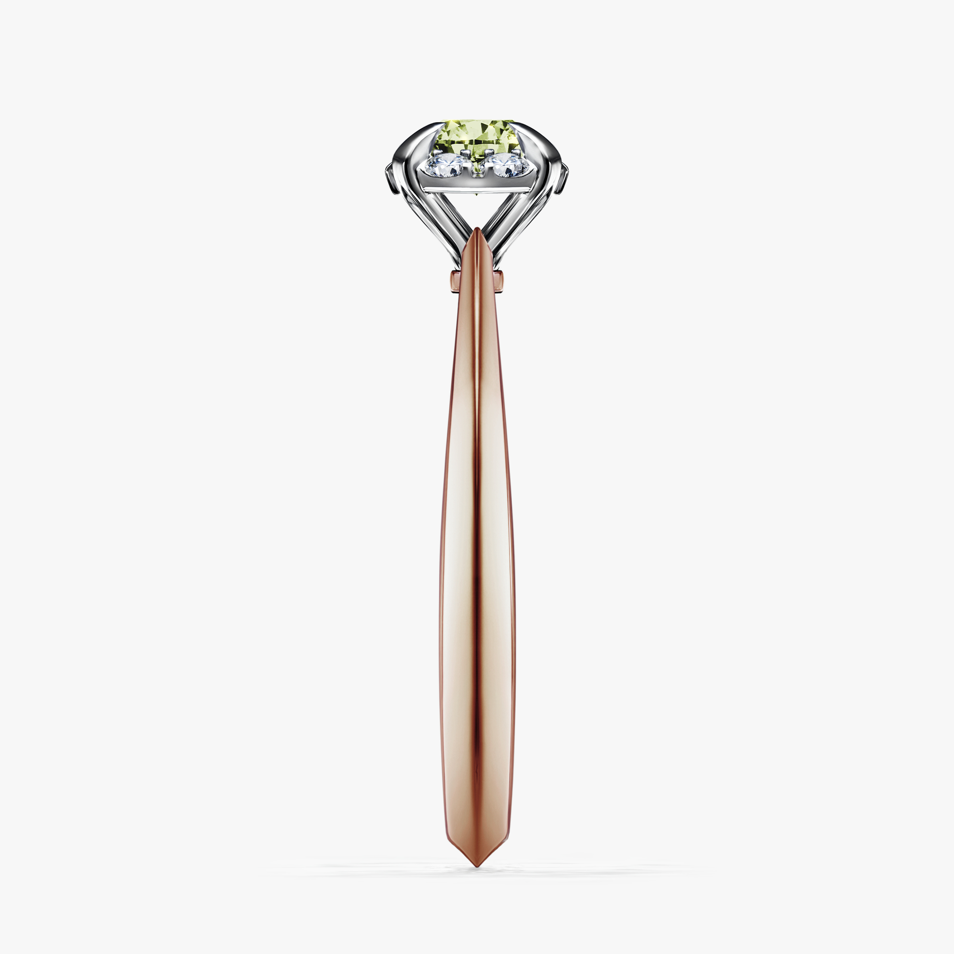 Pierścionek zaręczynowy My Beauty z różowego złota z jasnym zielonym diamentem 0,33ct