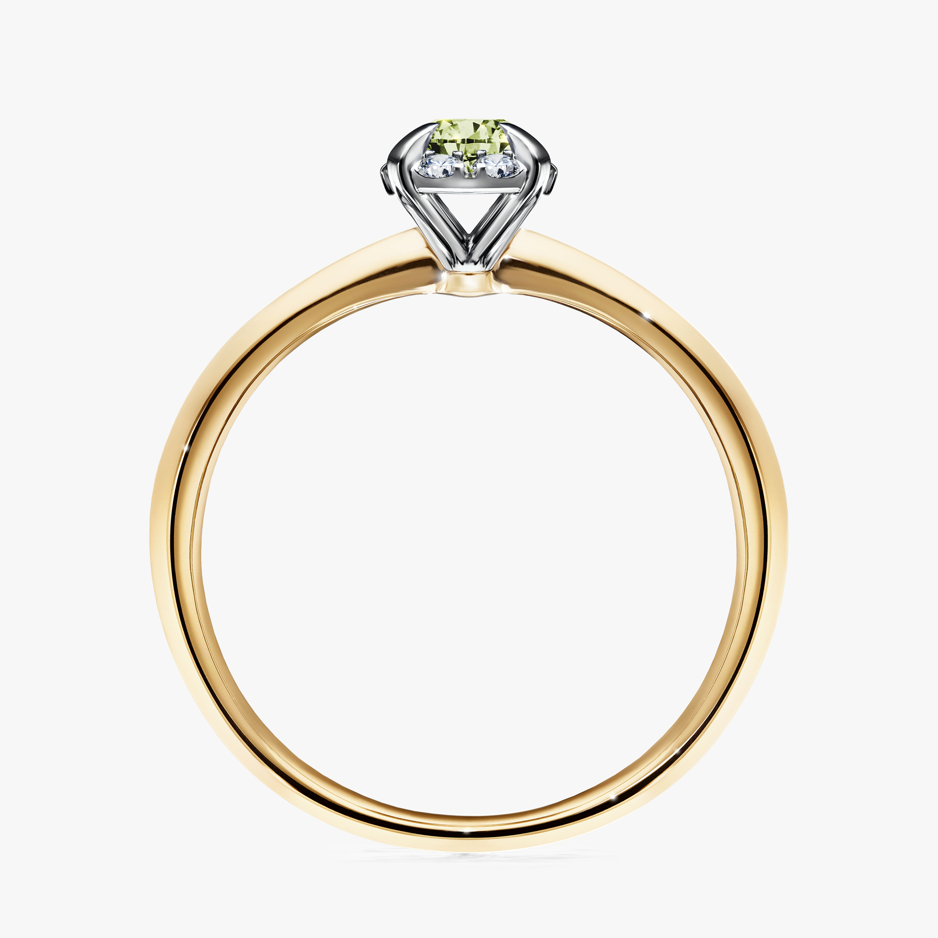 Pierścionek zaręczynowy My Beauty z żółtego złota z jasnym zielonym diamentem 0,33ct
