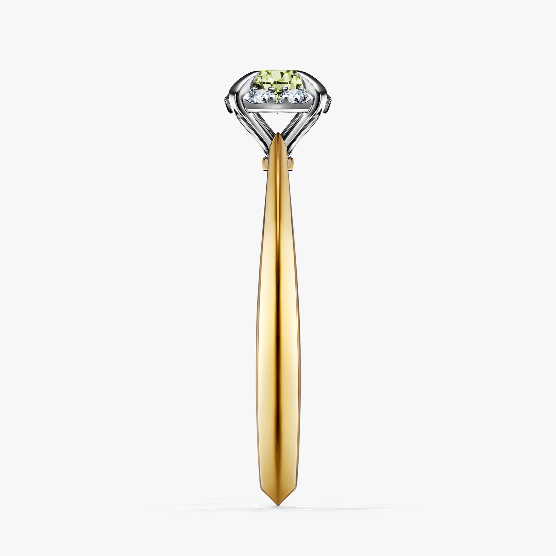 Pierścionek zaręczynowy My Beauty z żółtego złota z jasnym zielonym diamentem 0,33ct