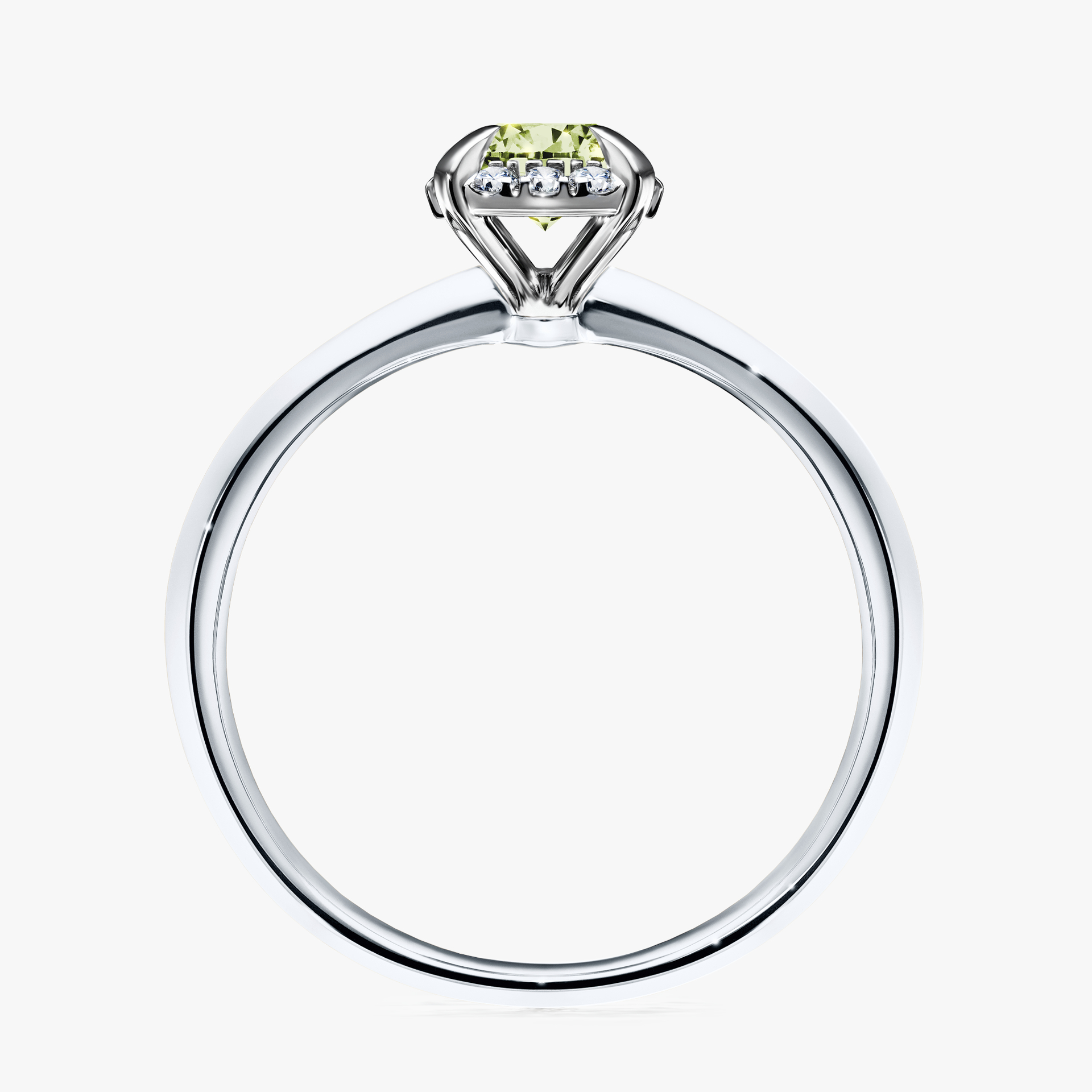 Pierścionek zaręczynowy My Beauty z białego złota z jasnym zielonym diamentem 0,62ct