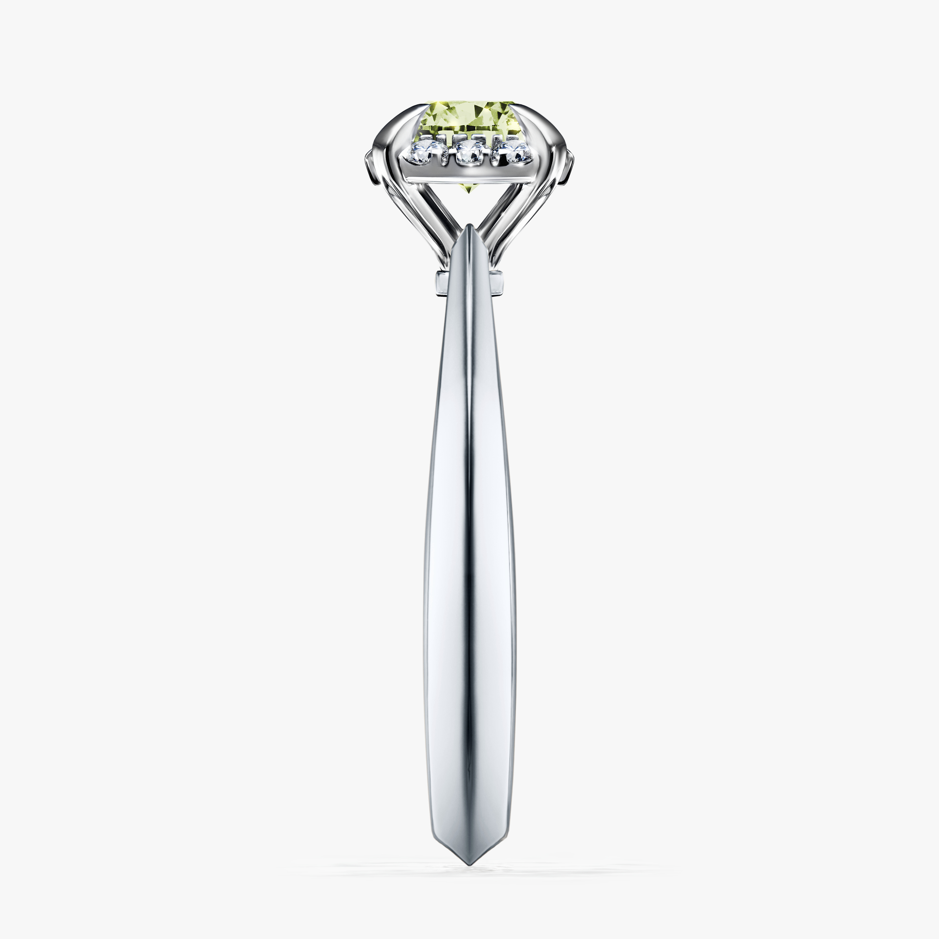 Pierścionek zaręczynowy My Beauty z białego złota z jasnym zielonym diamentem 0,62ct