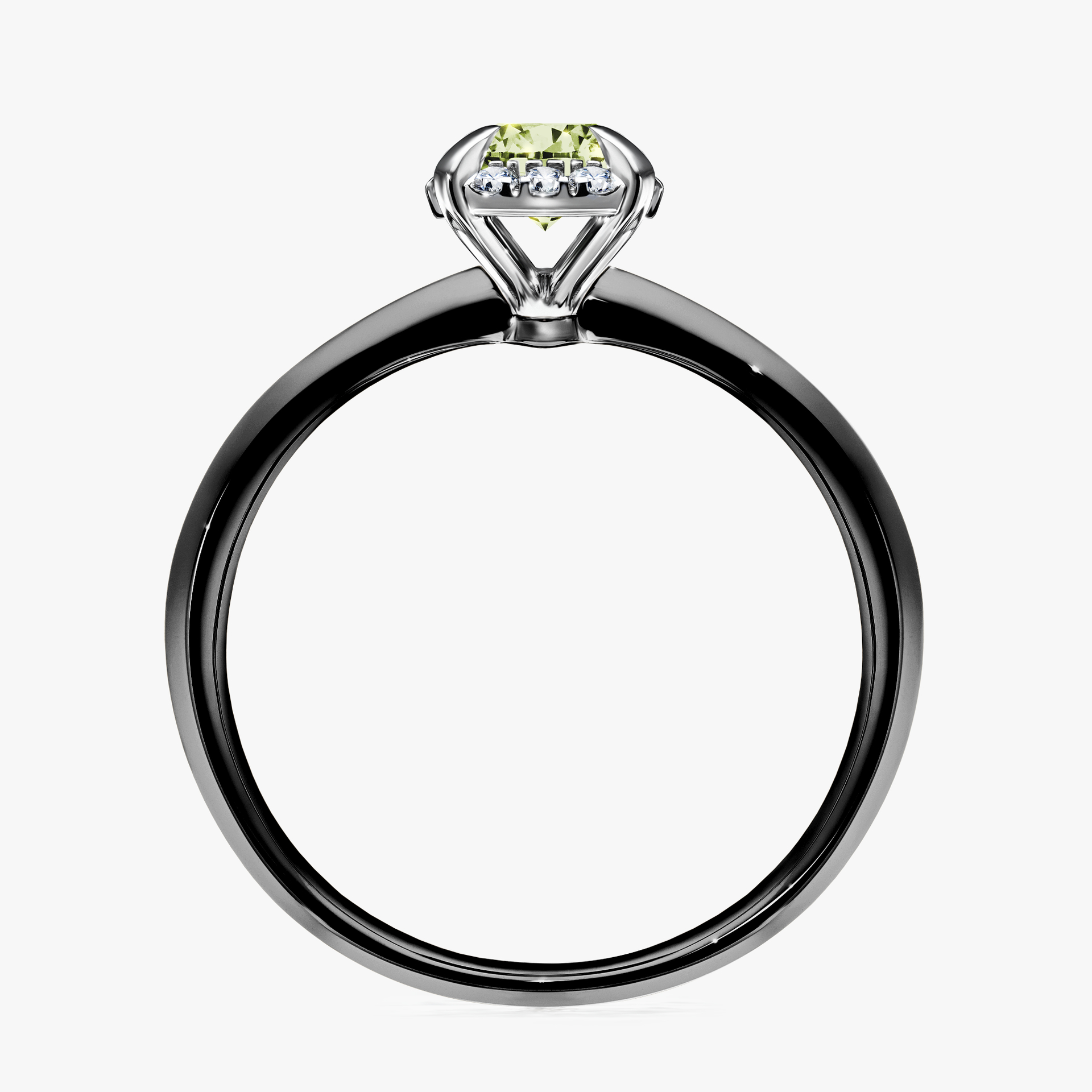 Pierścionek zaręczynowy My Beauty z czarnego złota z jasnym zielonym diamentem 0,62ct