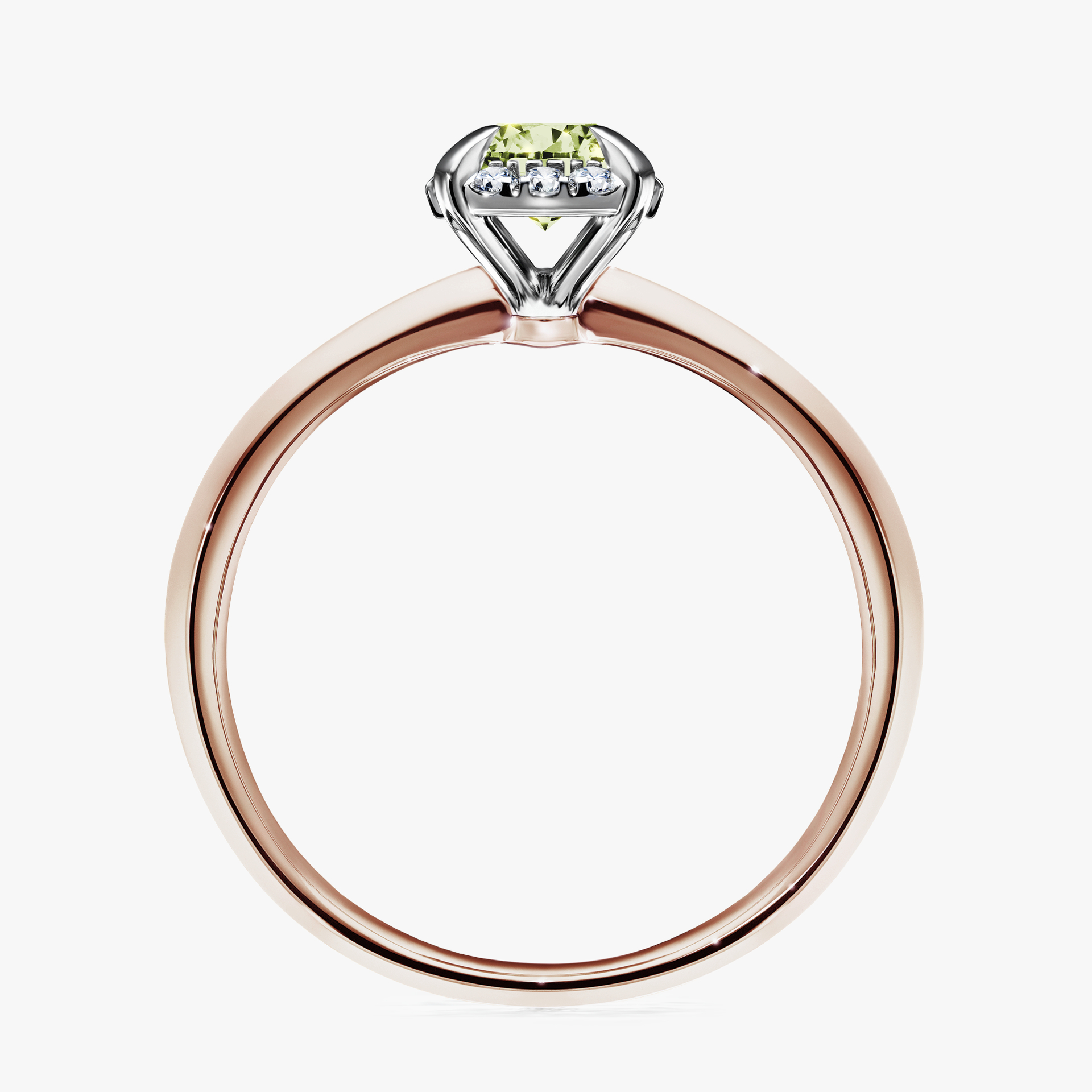 Pierścionek zaręczynowy My Beauty z różowego złota z jasnym zielonym diamentem 0,62ct